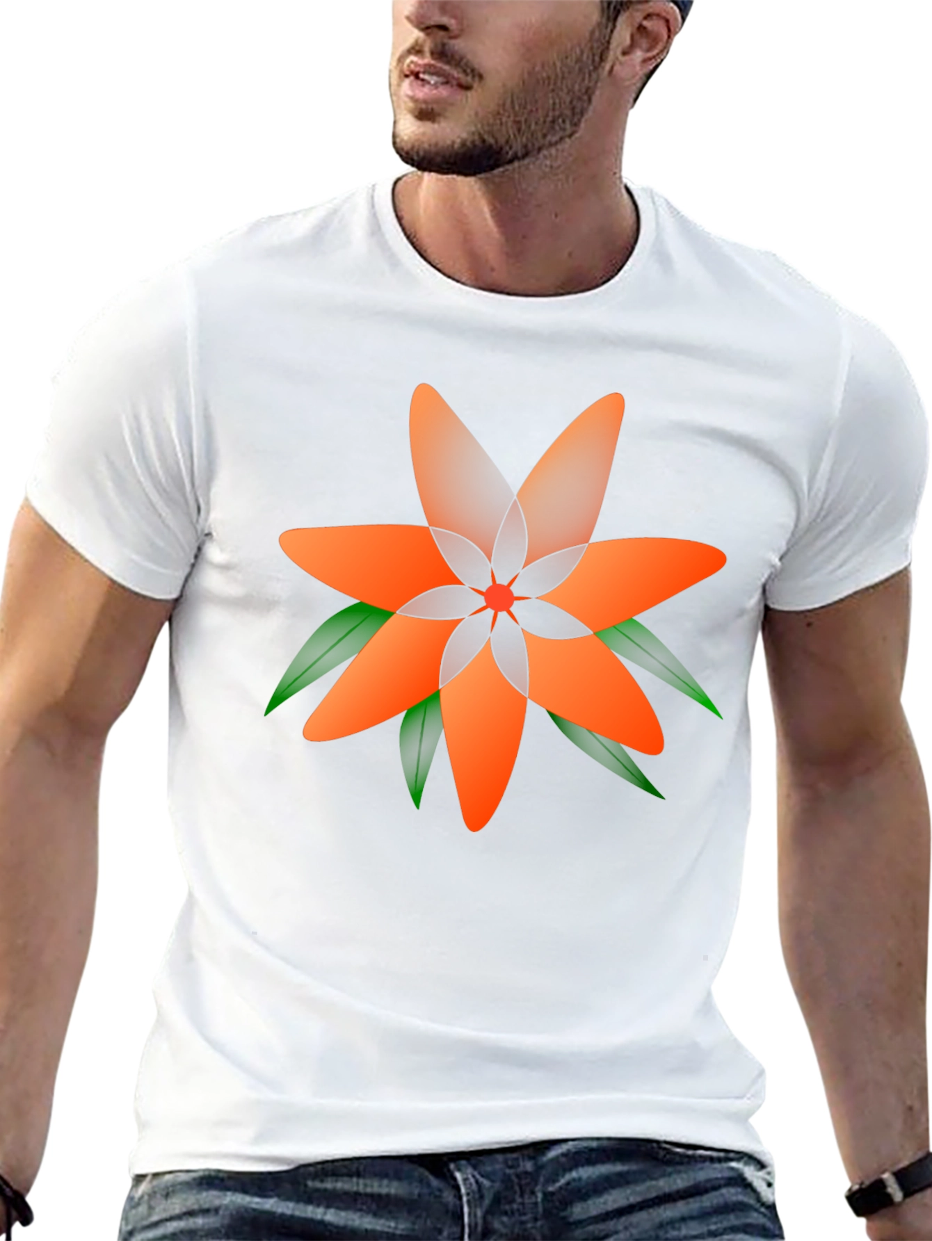 Geometric Floral Tee - Stylish Black T-Shirt
