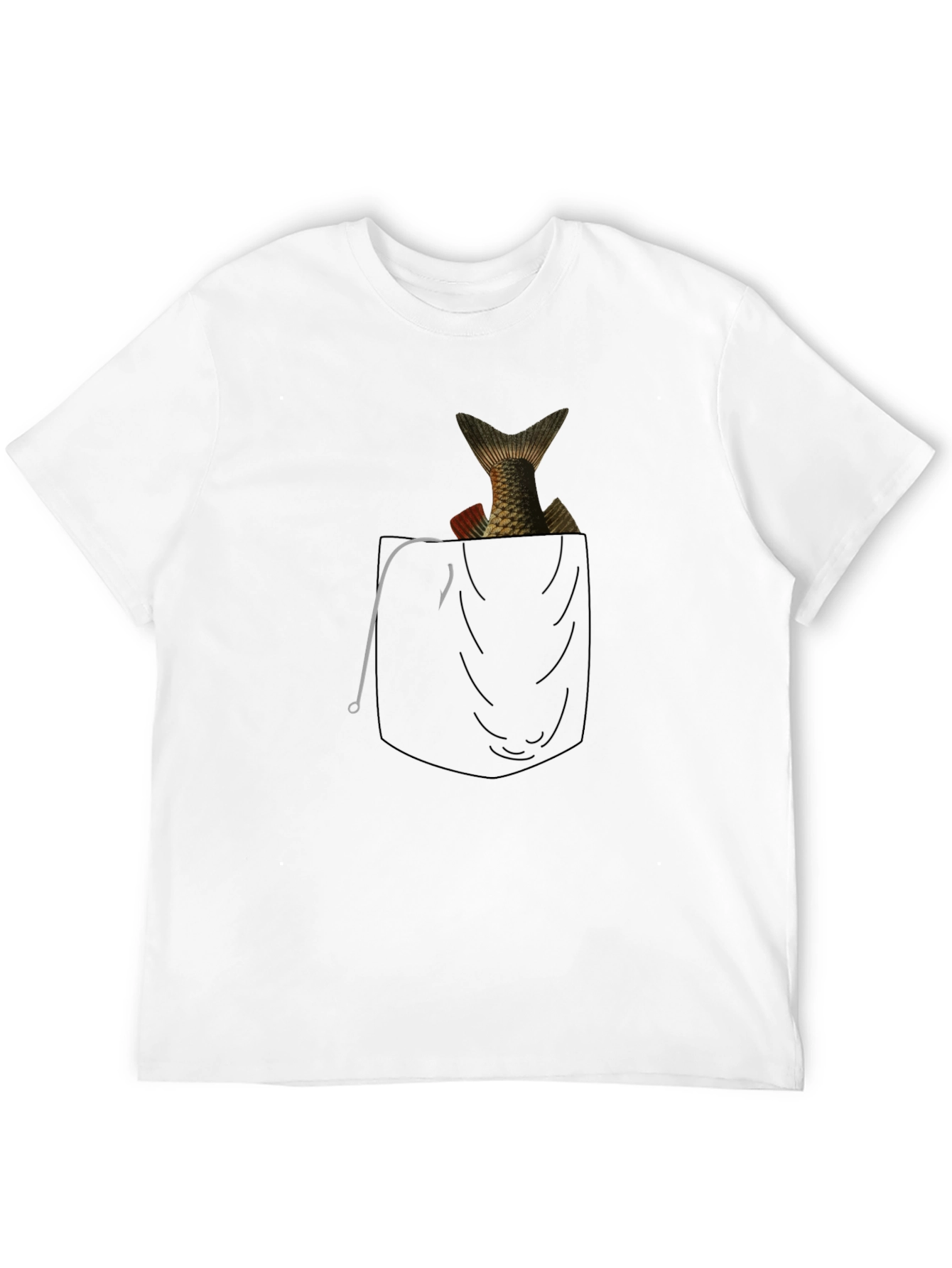 Fish in Pocket Graphic Tee - Mens Black T-Shirt