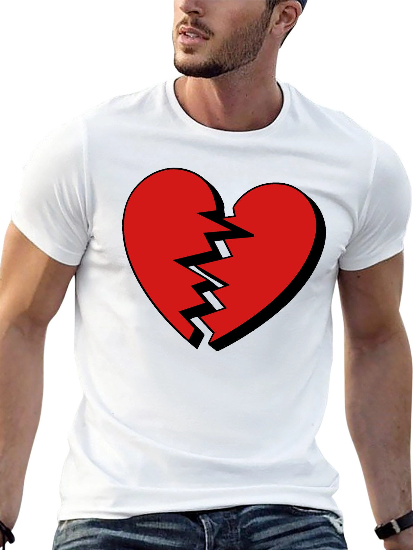 Broken Heart Graphic Tee - Mens Casual T-Shirt
