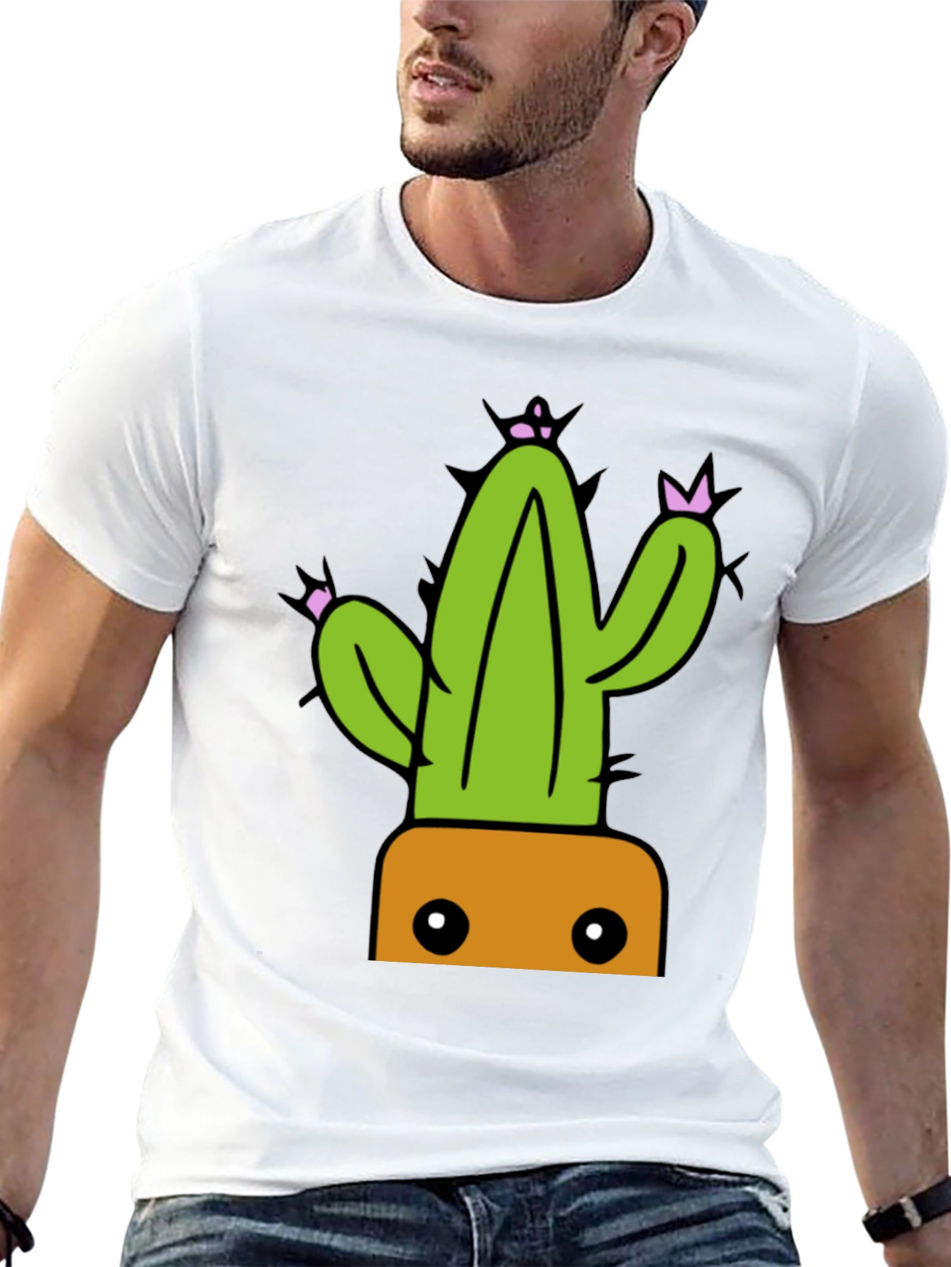 Cactus Graphic Tee - Trendy Potted Plant Shirt