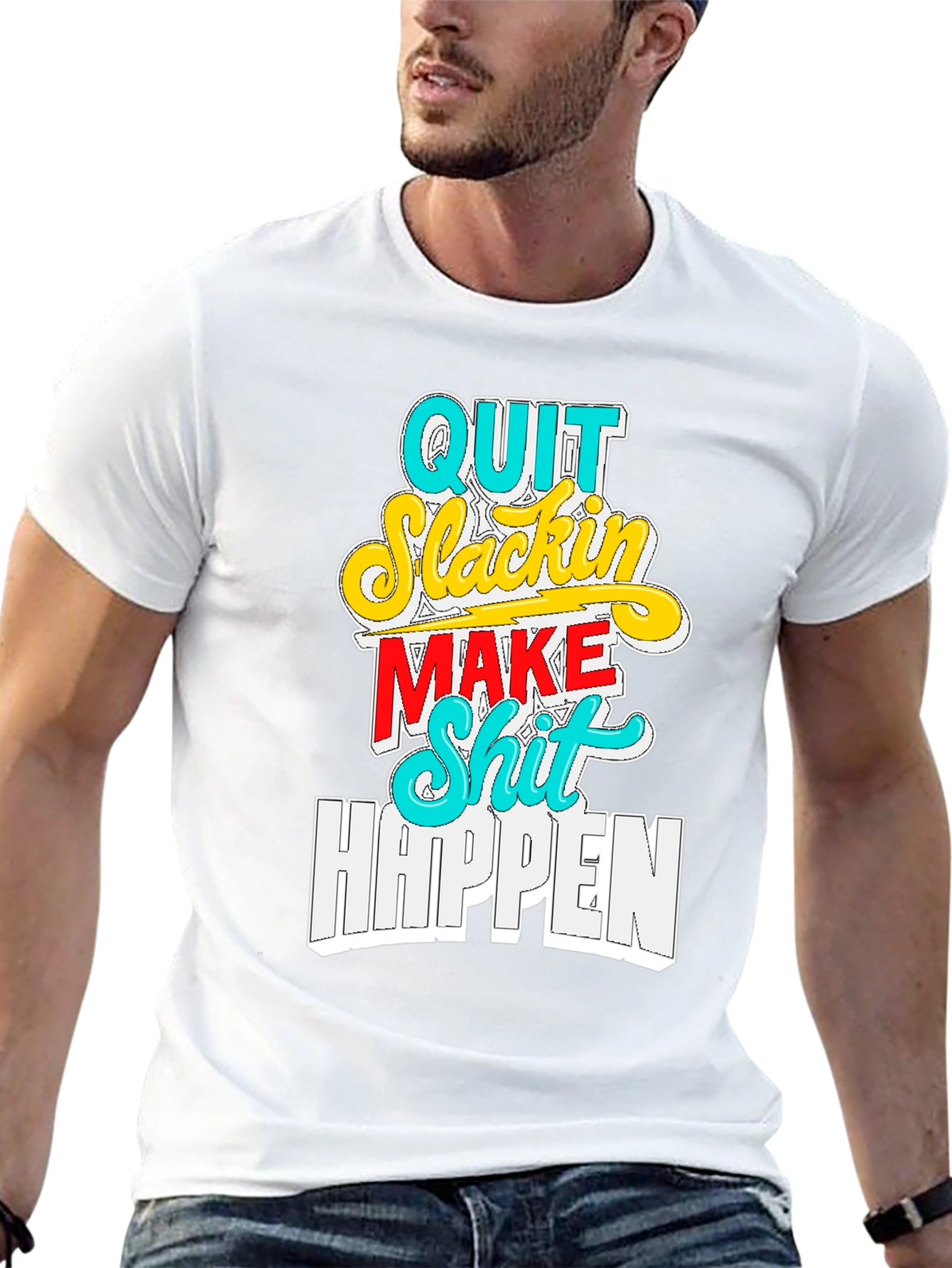 Quit Slackin Graphic Tee - Motivational Black T-Shirt
