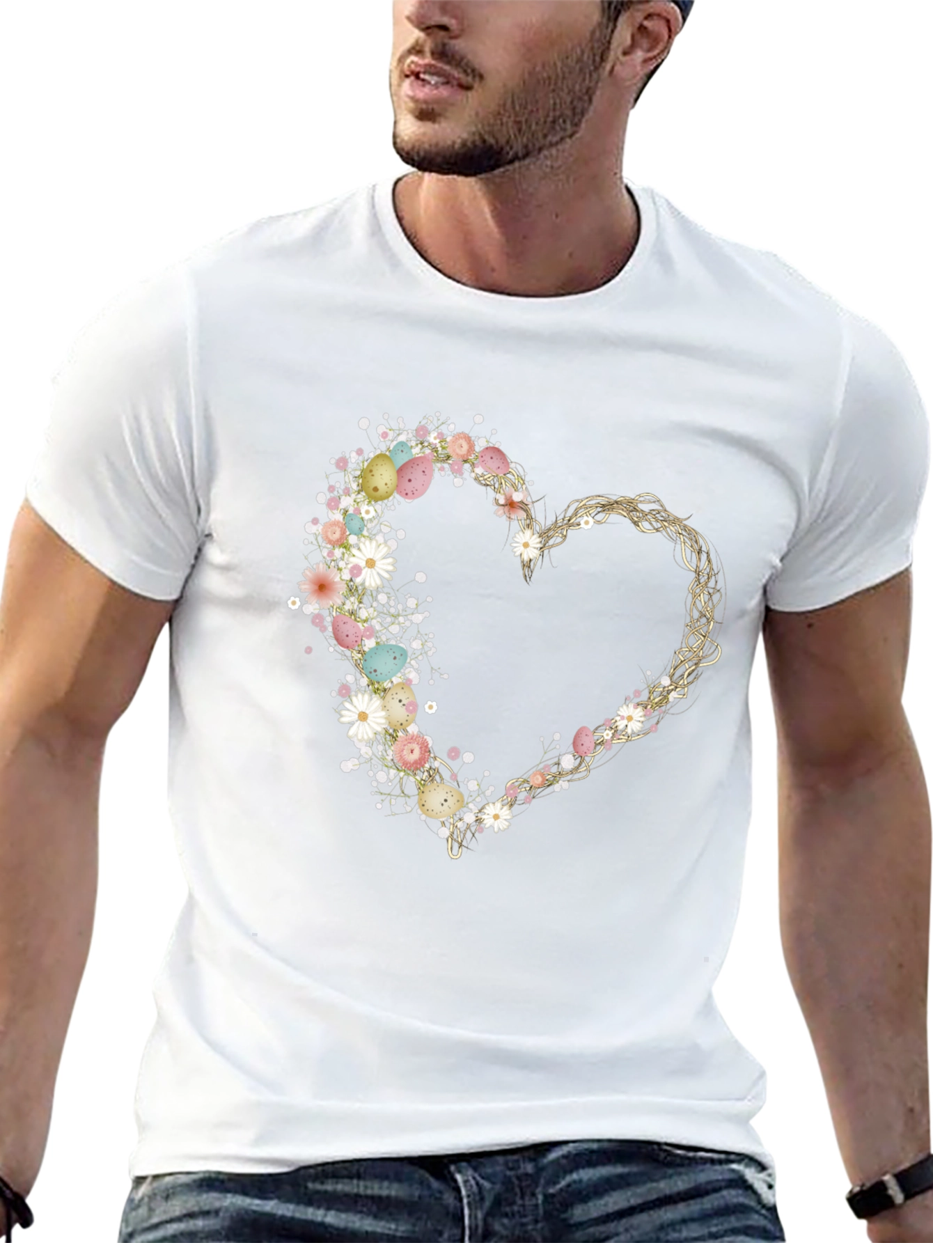Floral Easter Egg Heart T-Shirt