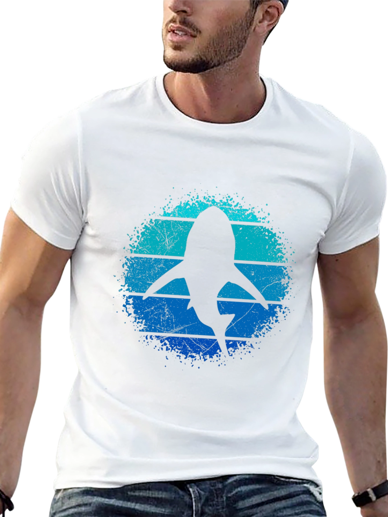 Shark Silhouette T-Shirt - Retro Ocean Design