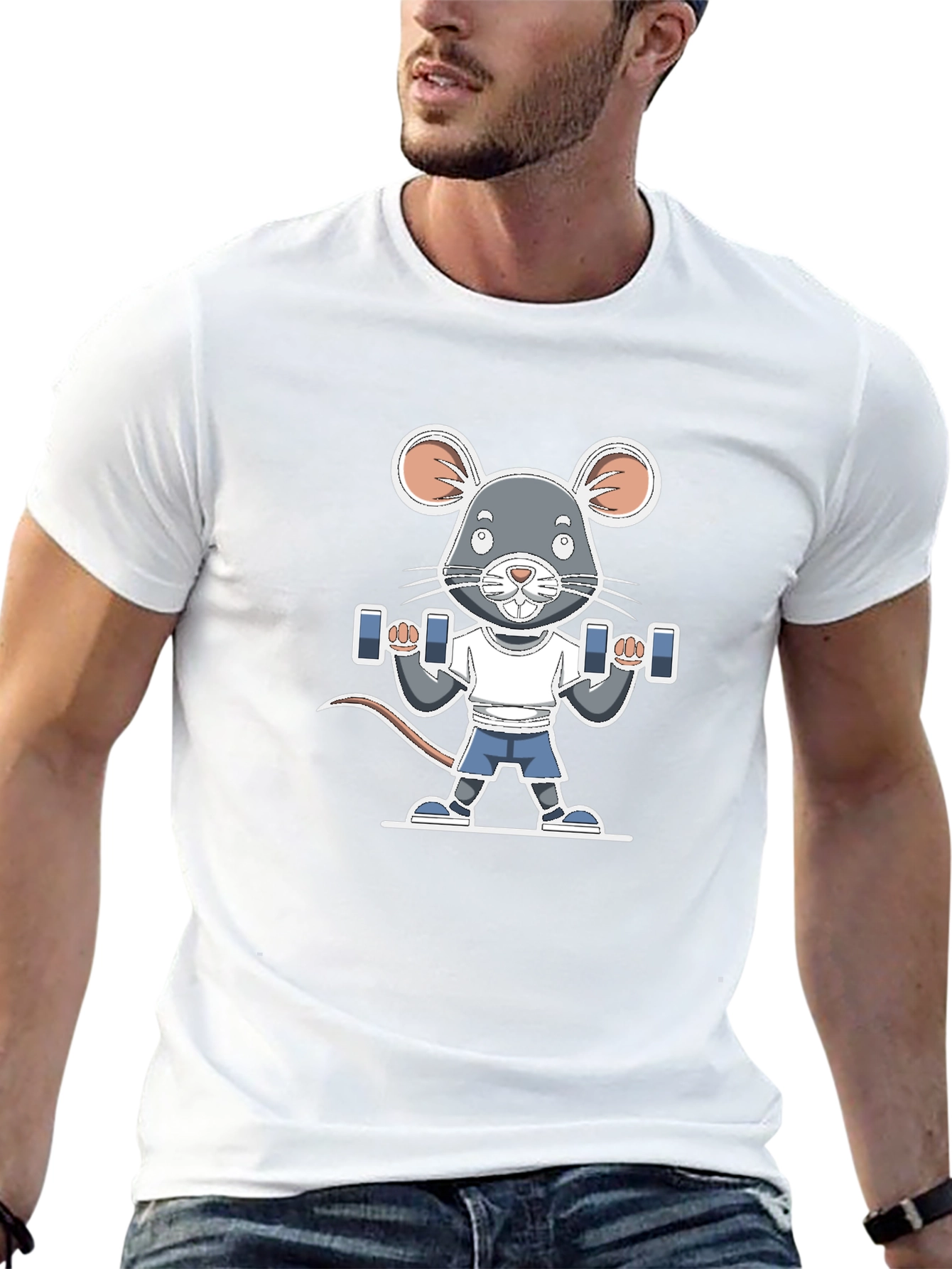 Mouse Lifting Dumbbells T-Shirt