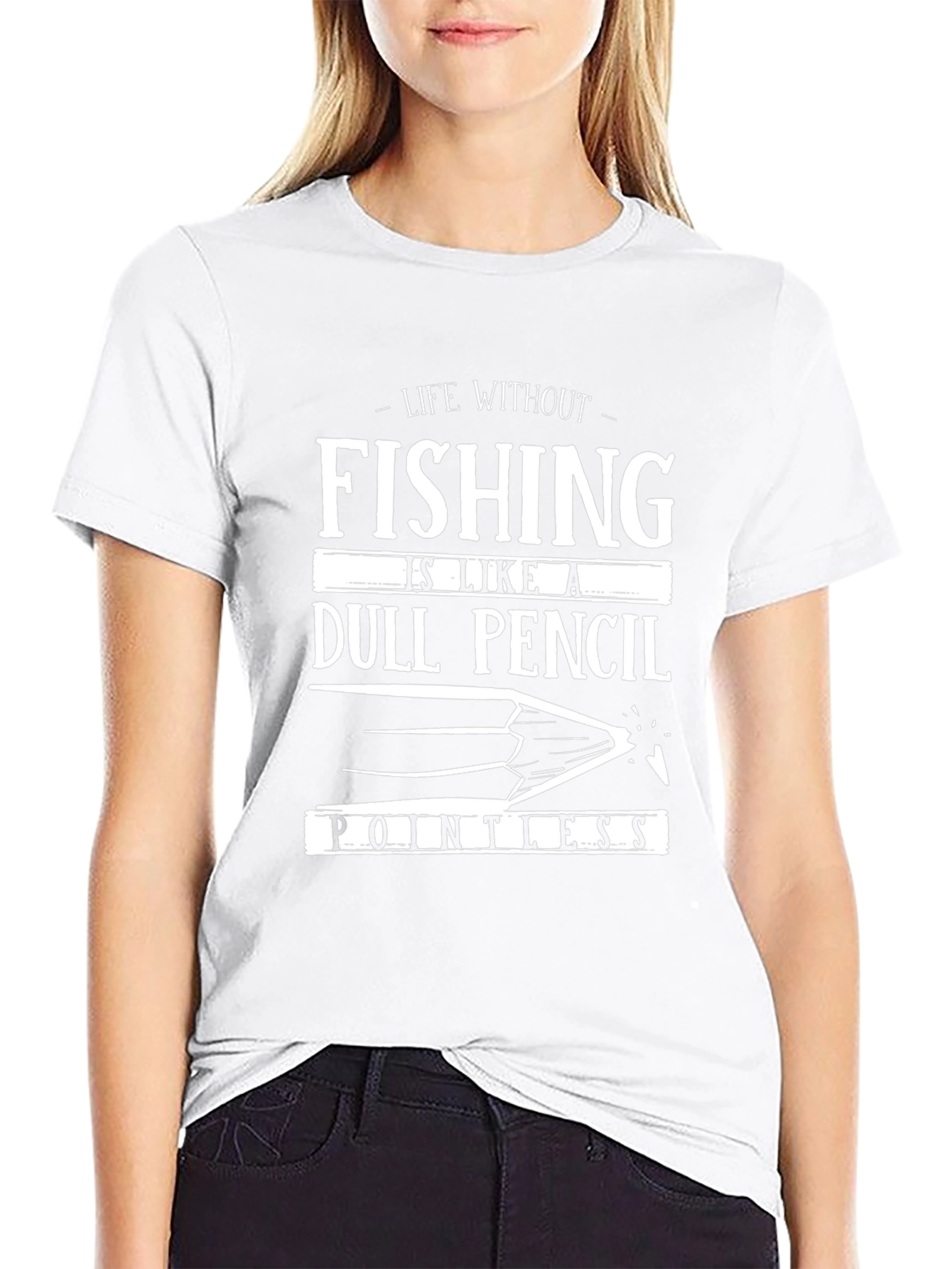 Fishing Life Dull Pencil Graphic Tee