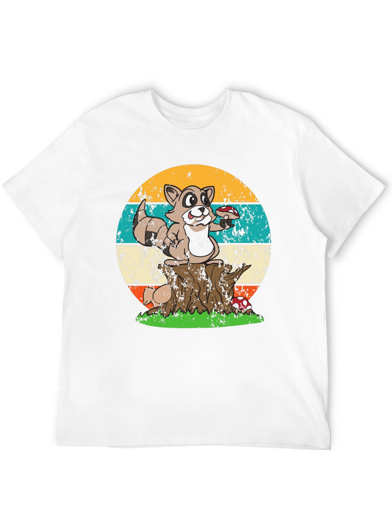 Retro Raccoon & Mushroom T-Shirt