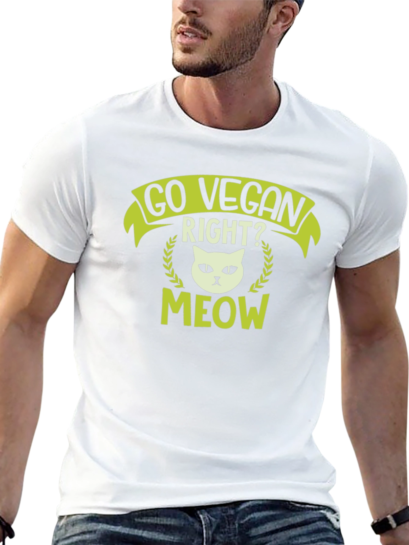 Go Vegan Right? Cat Meow Graphic Tee