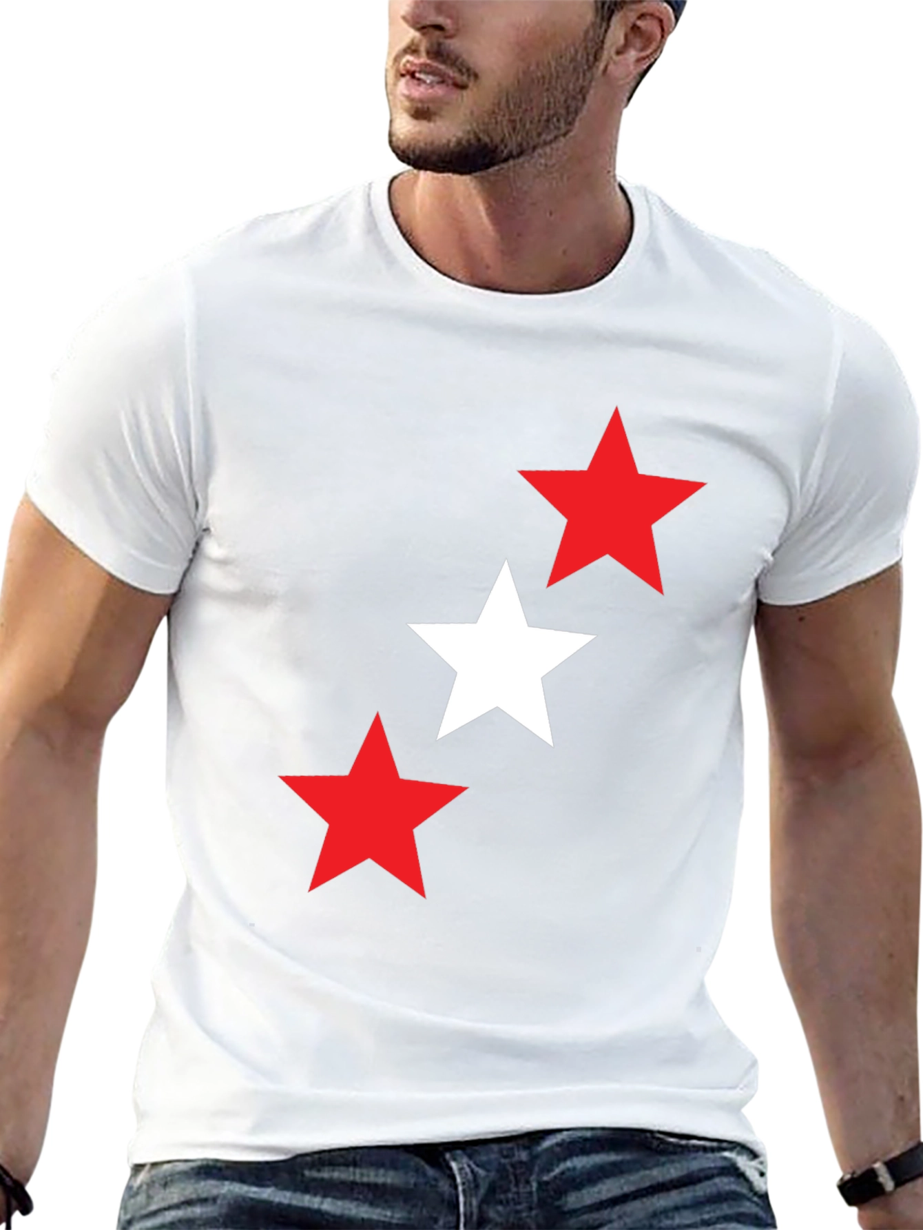 Stars Graphic T-Shirt - Casual Black Tee