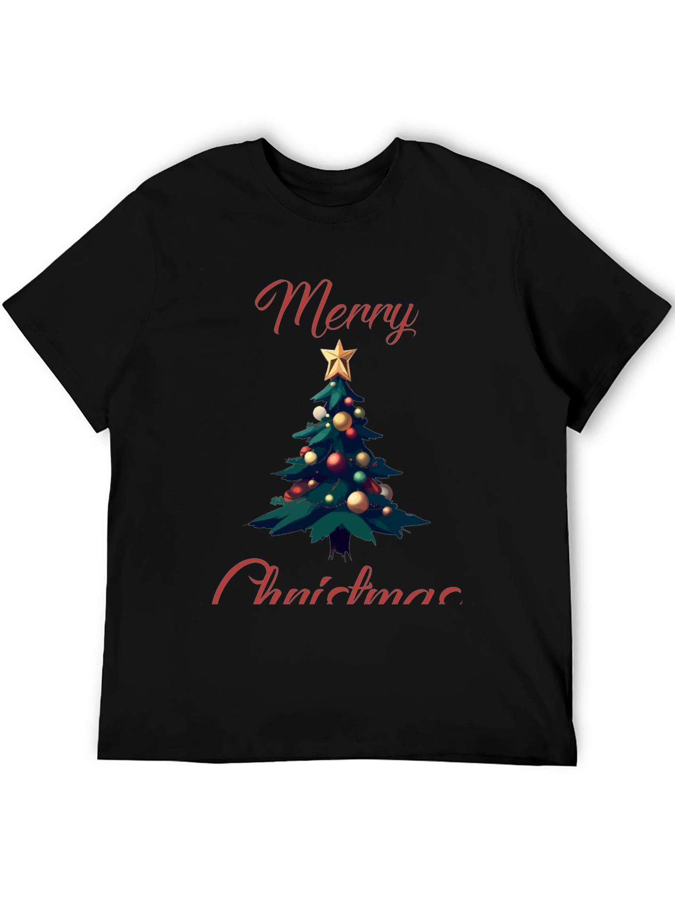 Merry Christmas Tree Graphic T-Shirt