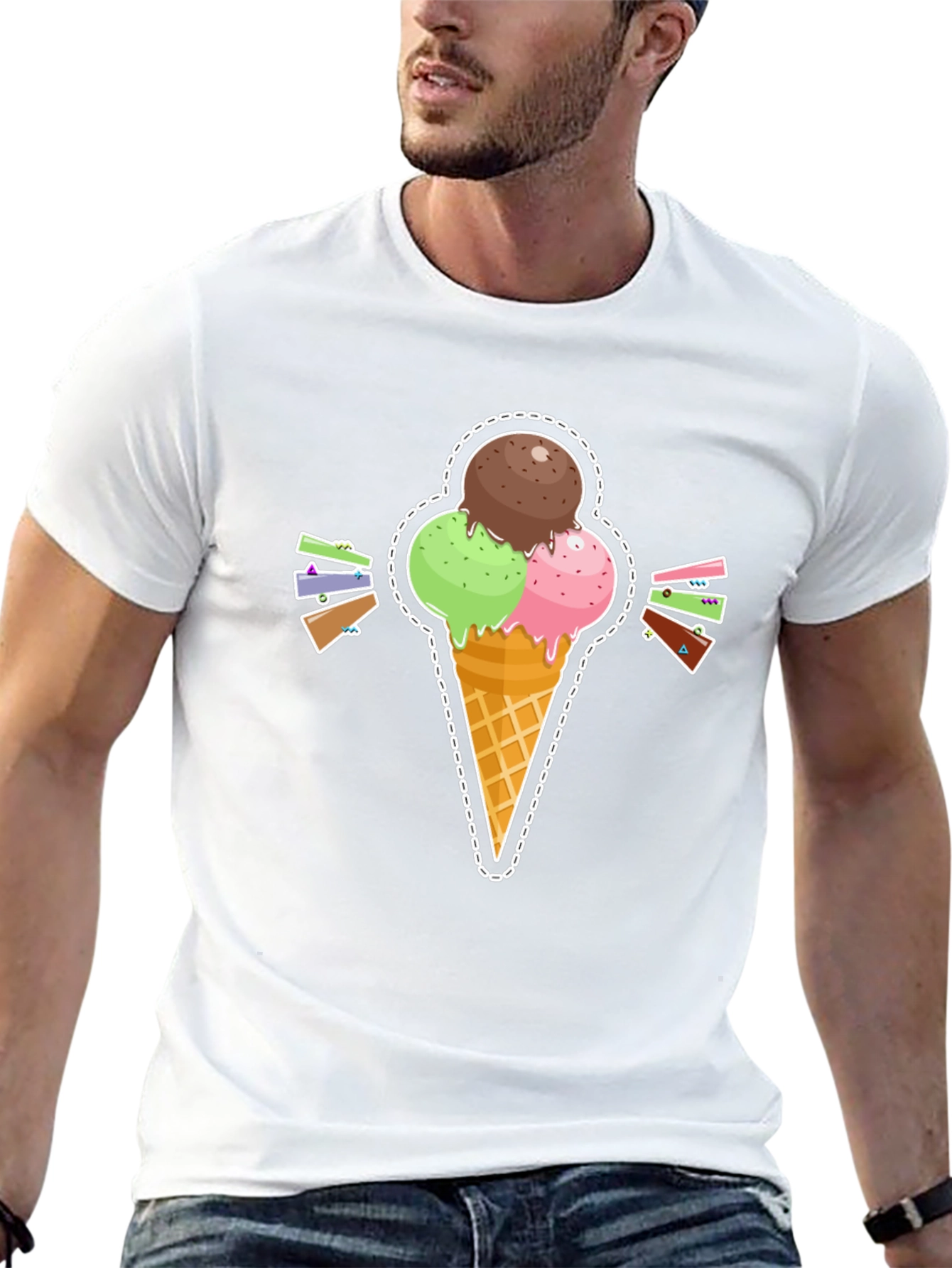 Ice Cream Cone Graphic Tee - Stylish Summer Shirt