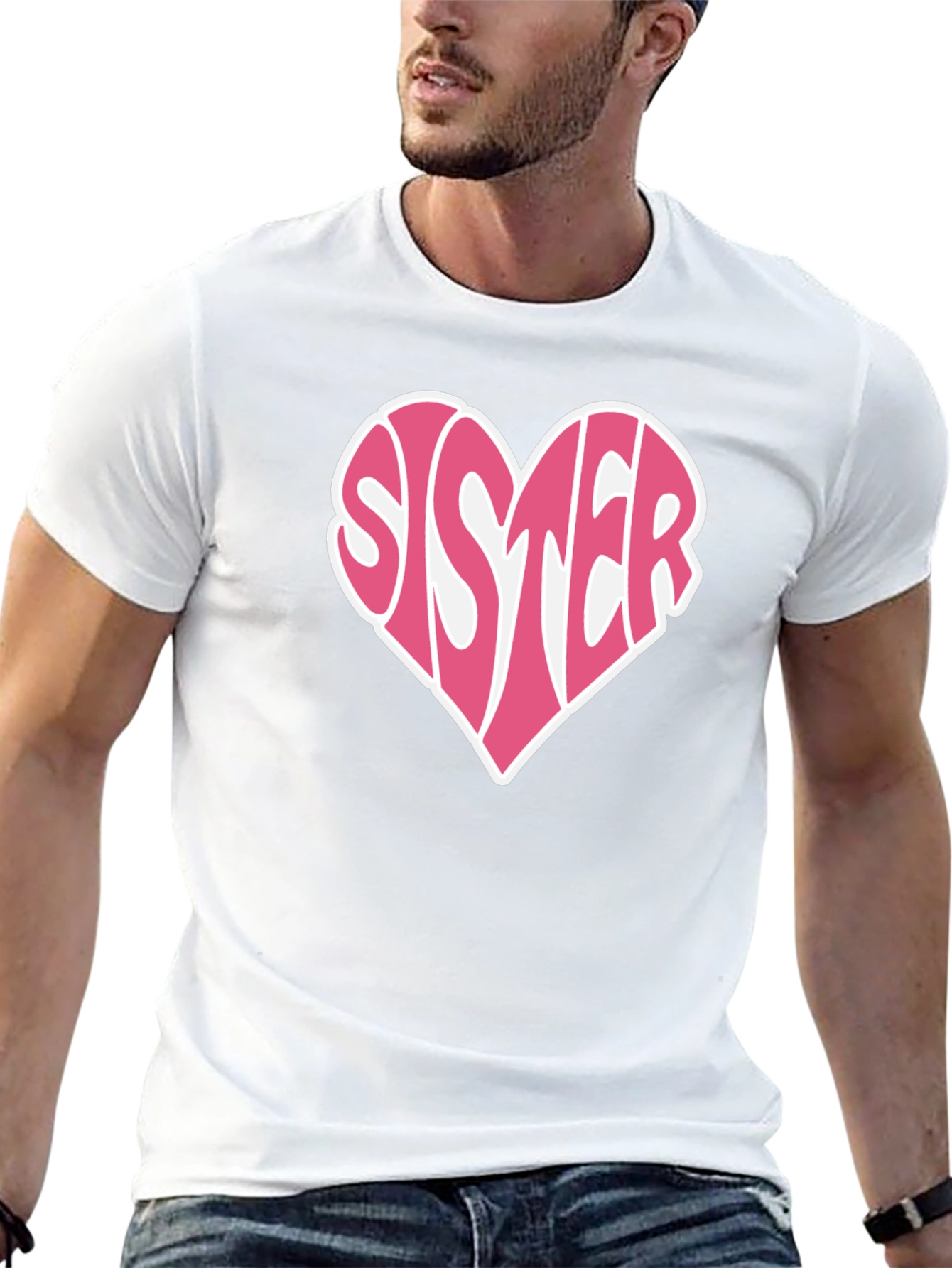 Sister Heart Graphic Tee - Soft Cotton Black T-Shirt