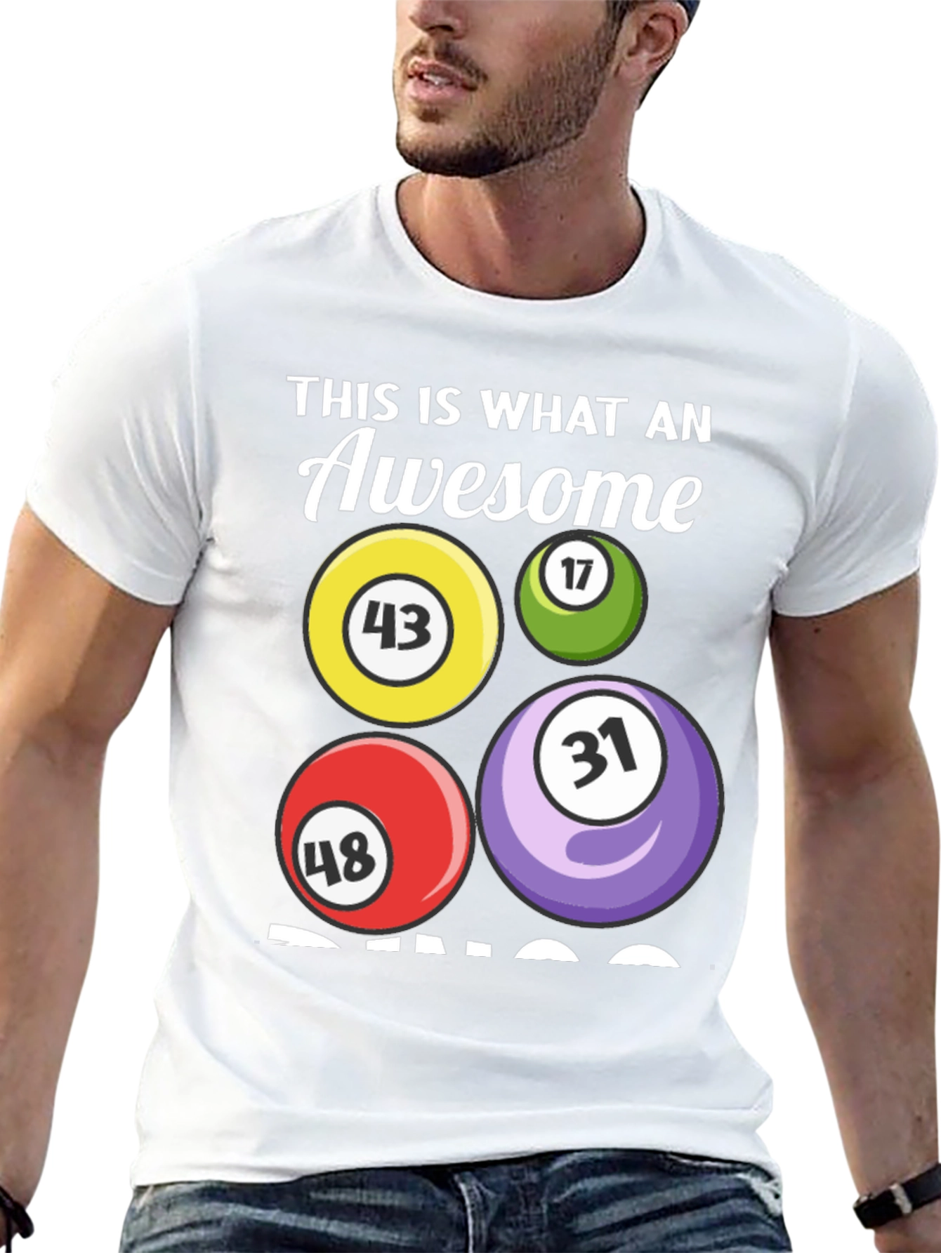 Awesome Bingo T-Shirt - Numbers 43 17 48 31