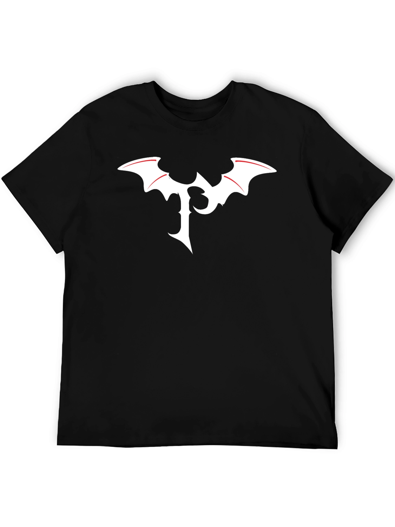 Black T-Shirt with White Bat Logo