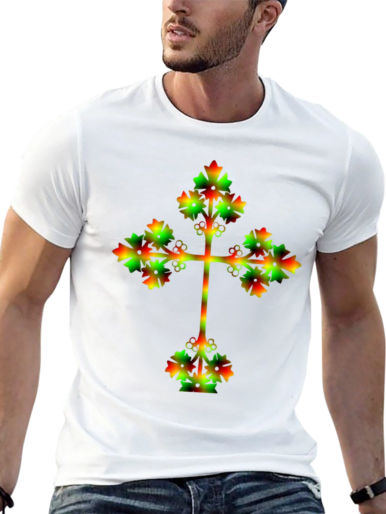 Rasta Cross Graphic Tee - Reggae Style Shirt
