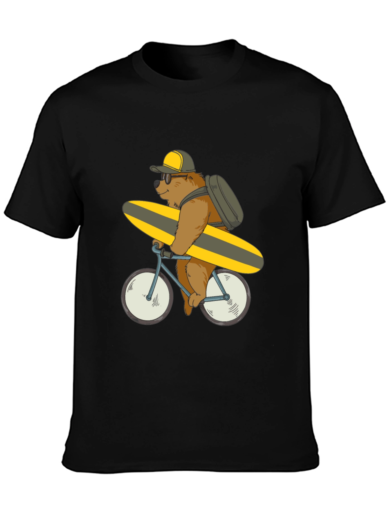 Bear on Bike T-Shirt - Surfing Bear Tee