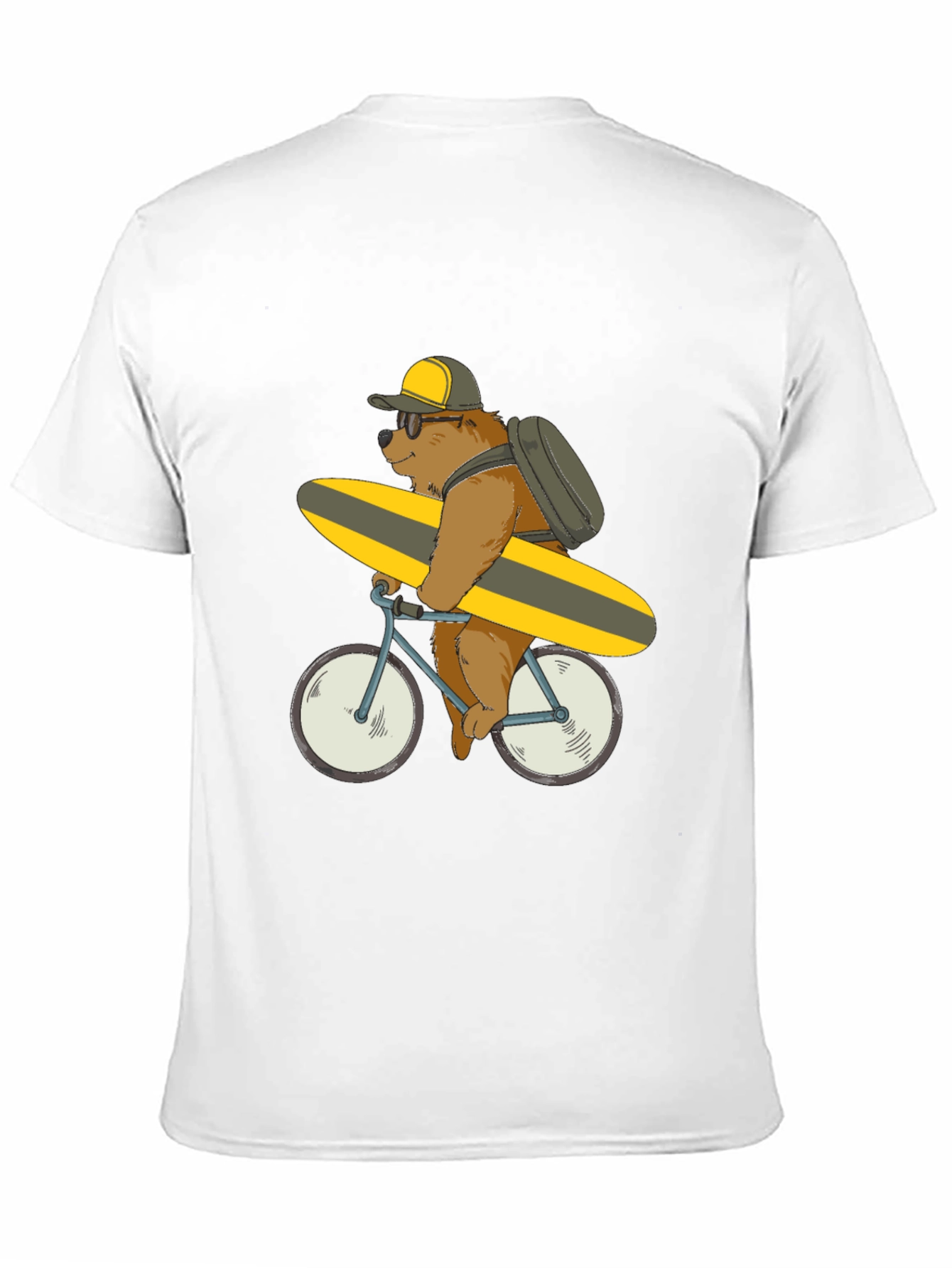 Bear on Bike T-Shirt - Surfing Bear Tee