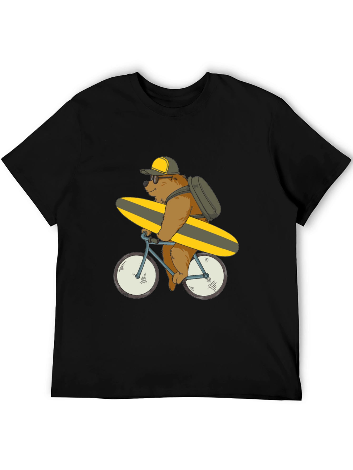 Bear on Bike T-Shirt - Surfing Bear Tee