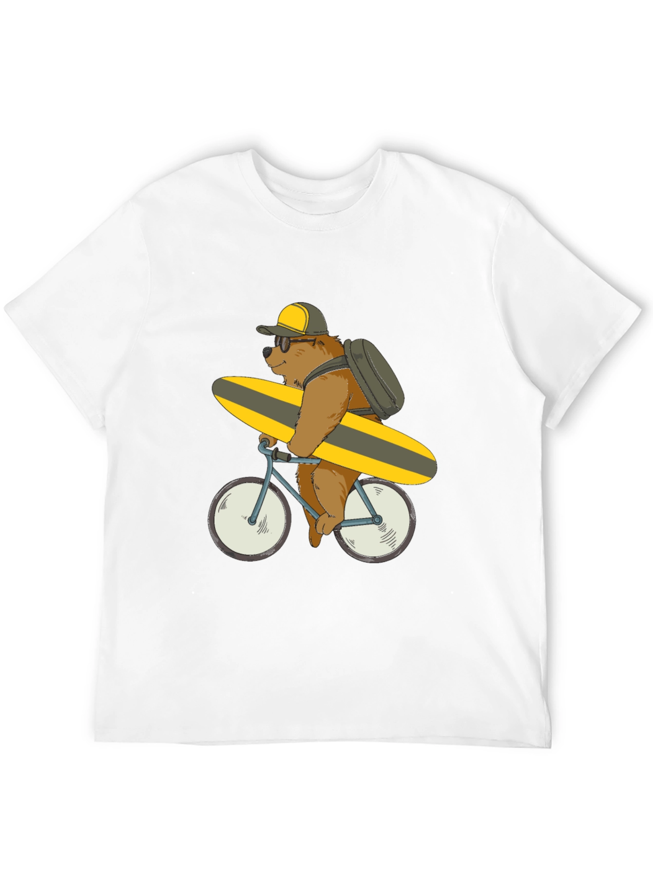 Bear on Bike T-Shirt - Surfing Bear Tee