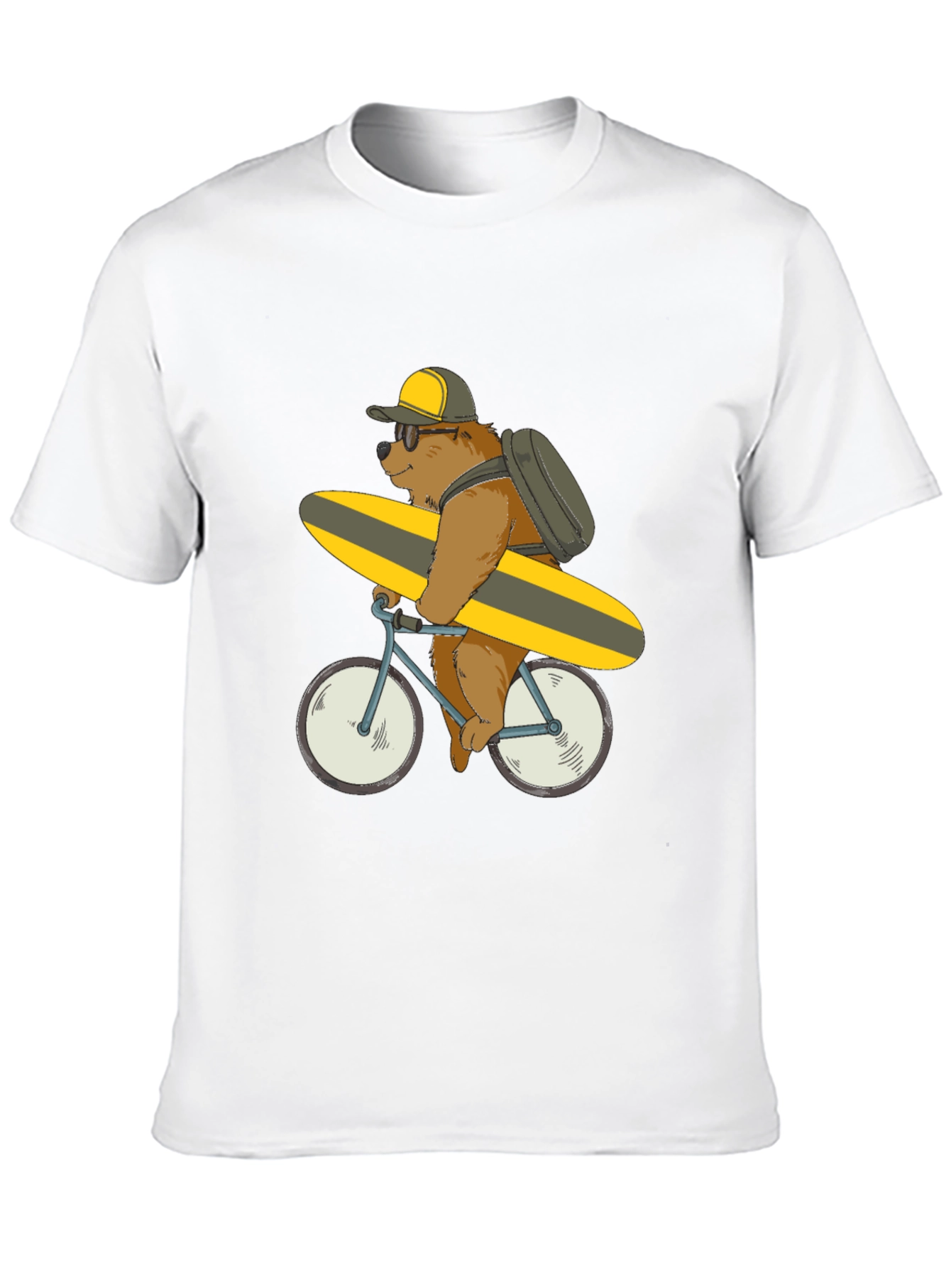 Bear on Bike T-Shirt - Surfing Bear Tee