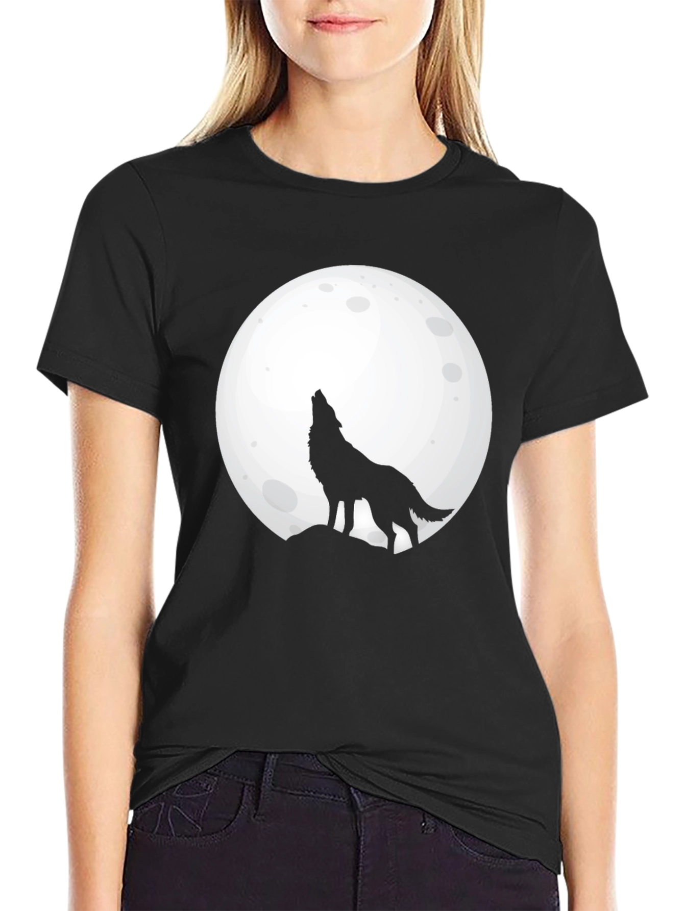 Wolf Moon T-Shirt - Black Cotton Graphic Tee