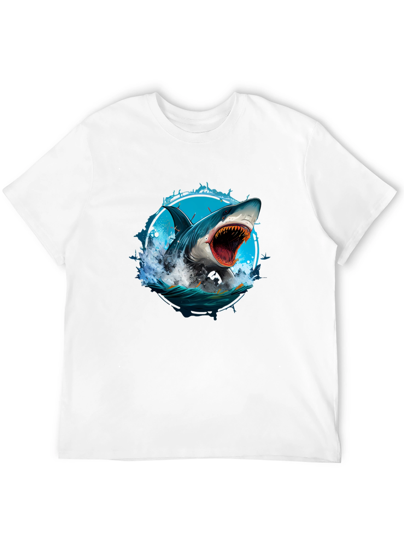 Shark Attack Graphic Tee - Black Cotton T-Shirt