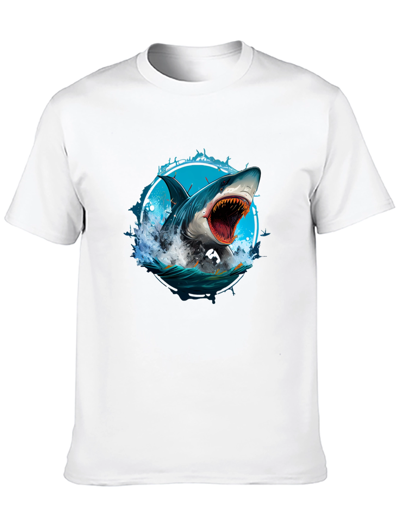 Shark Attack Graphic Tee - Black Cotton T-Shirt