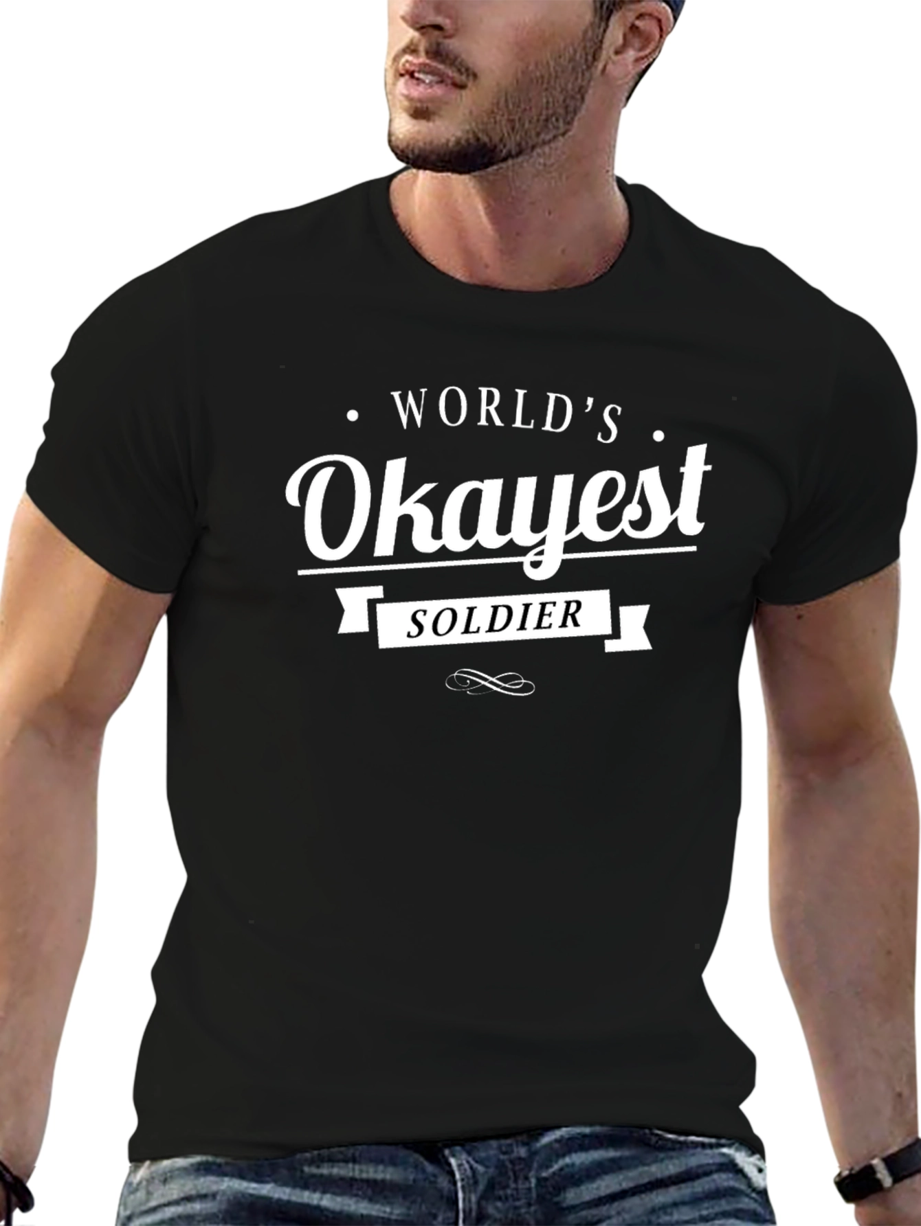 Worlds Okayest Soldier Black T-Shirt