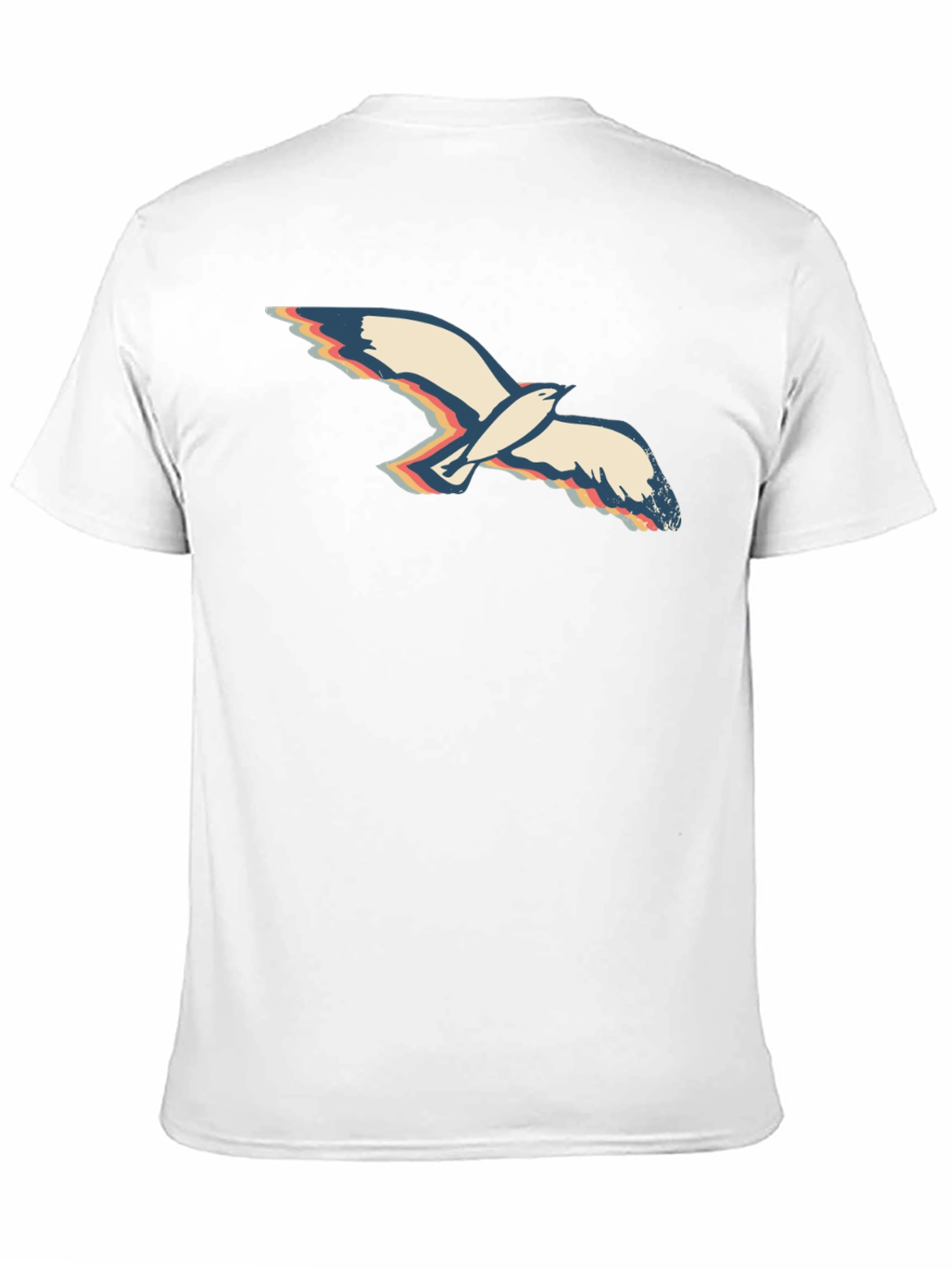 Retro Seagull Graphic Tee - Black Cotton T-Shirt
