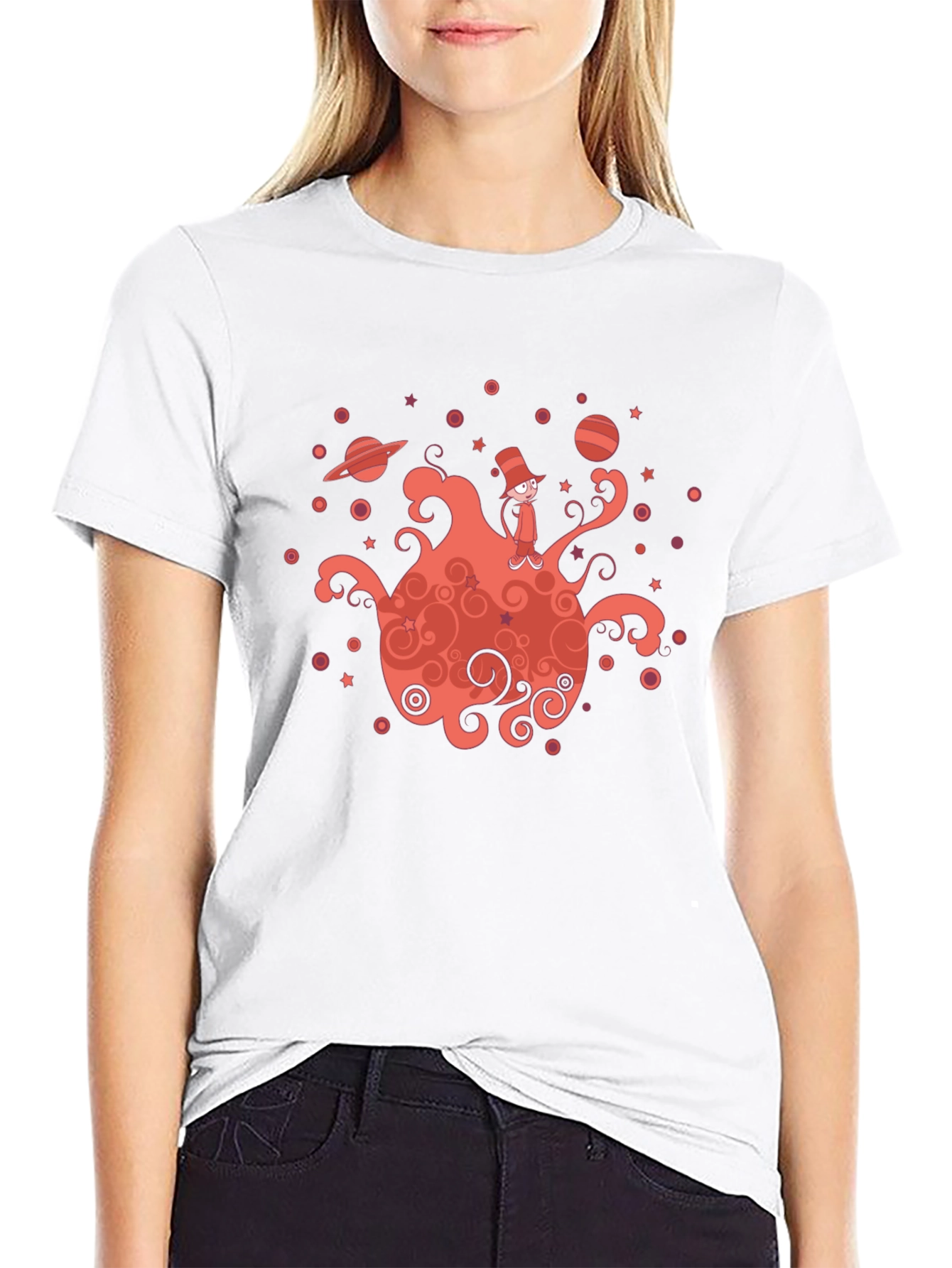 Whimsical Planet Graphic Tee - Mens Black T-Shirt
