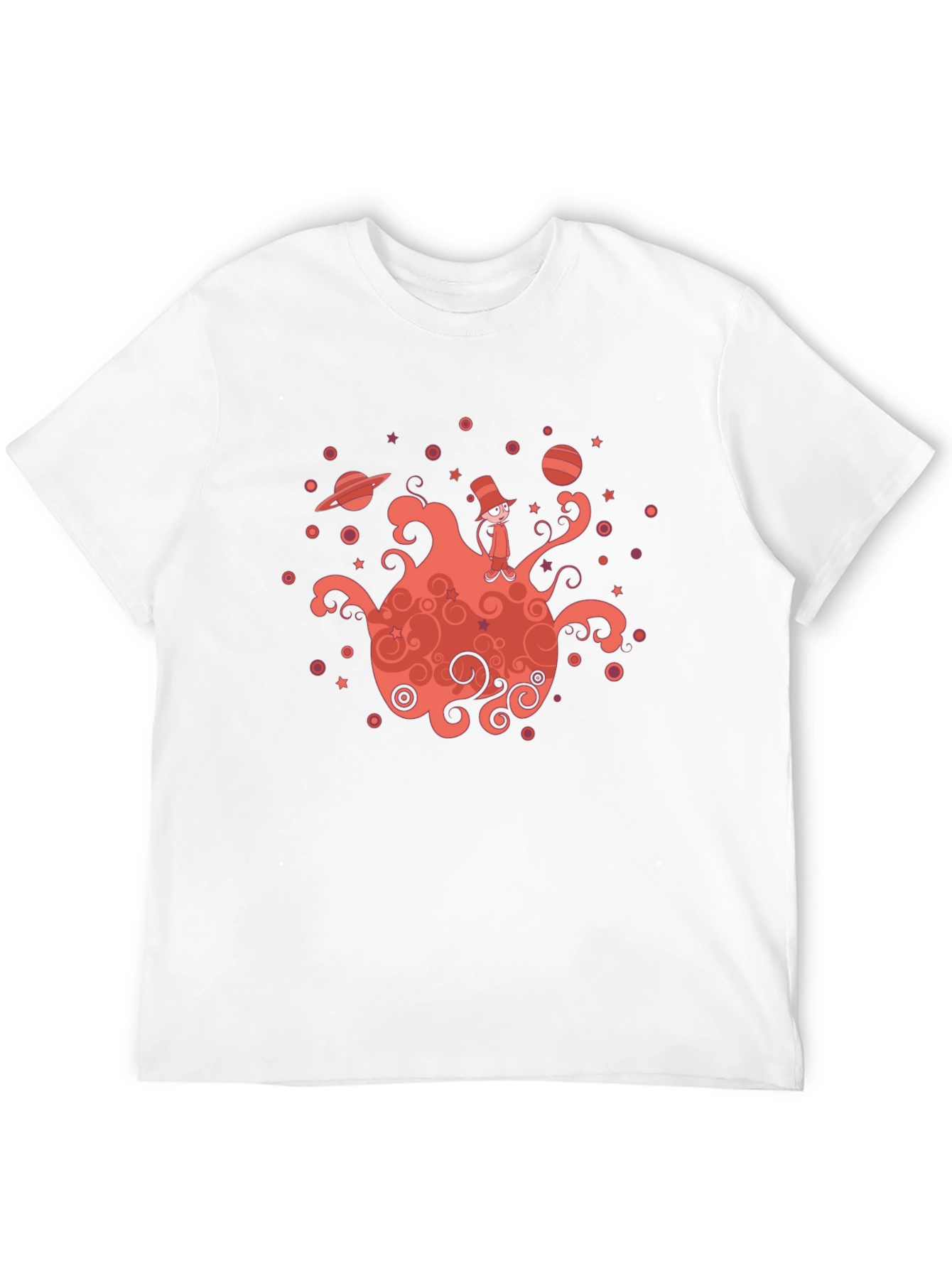 Whimsical Planet Graphic Tee - Mens Black T-Shirt