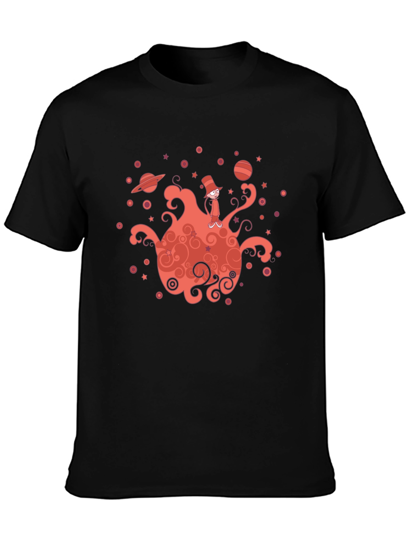 Whimsical Planet Graphic Tee - Mens Black T-Shirt