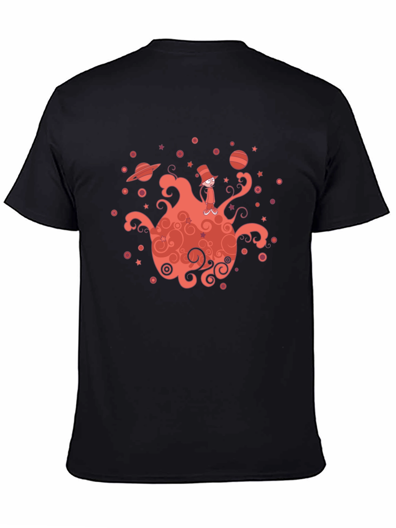 Whimsical Planet Graphic Tee - Mens Black T-Shirt