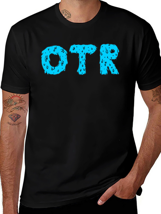 OTR Graphic Tee - Cool Blue Drip Lettering on Black