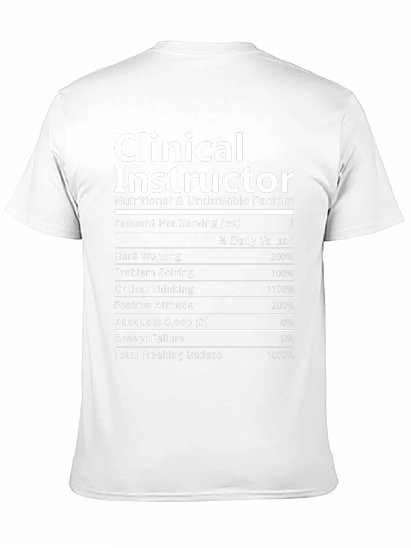 Clinical Instructor Nutrition Facts Black T-Shirt
