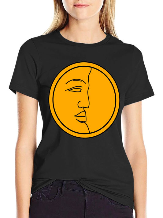 Graphic Tee: Moon Face Design - Black