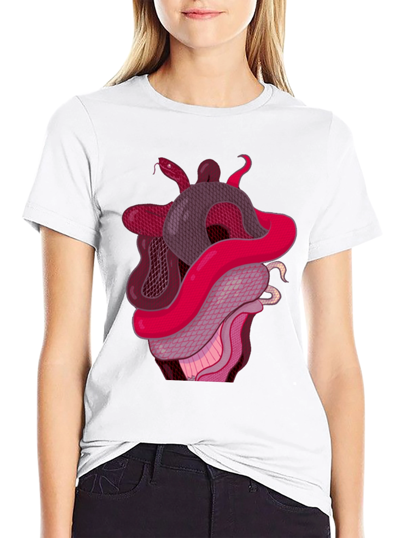 Snake Heart Graphic Tee - Stylish Black T-Shirt
