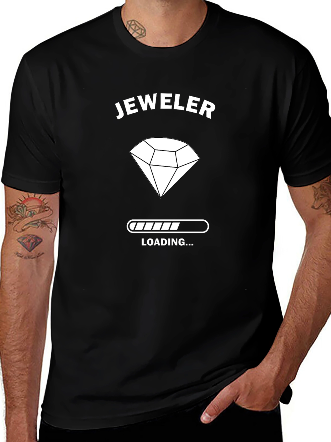 Jeweler Loading T-Shirt - Diamond Design Black Cotton Tee