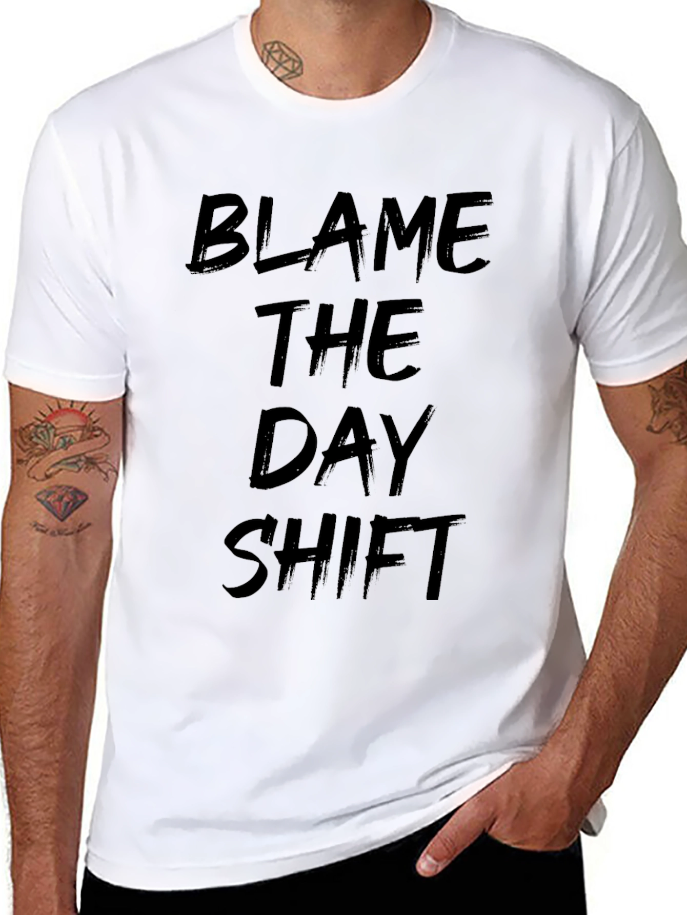 Blame The Day Shift T-Shirt Black Crew Neck Tee