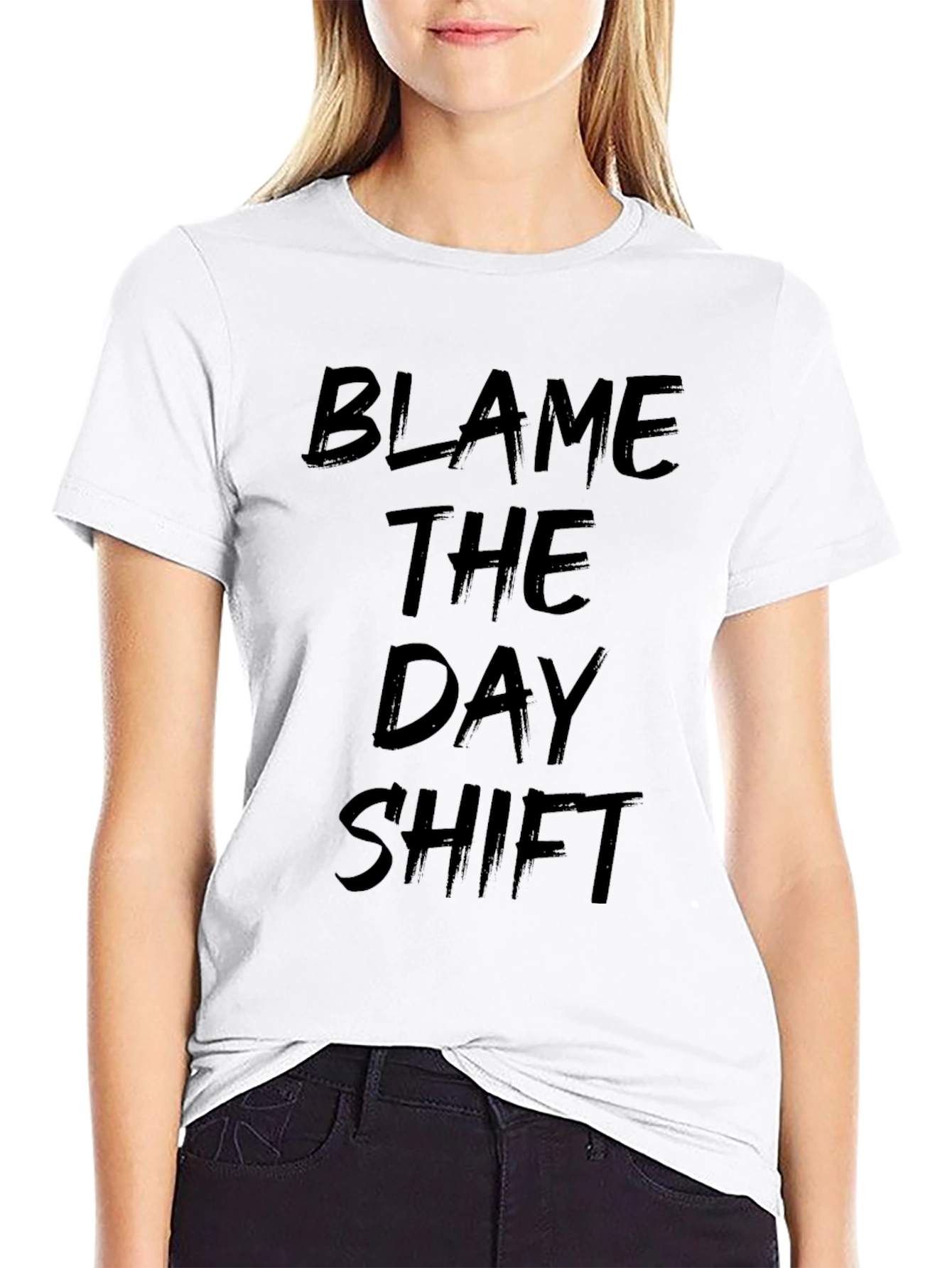 Blame The Day Shift T-Shirt Black Crew Neck Tee