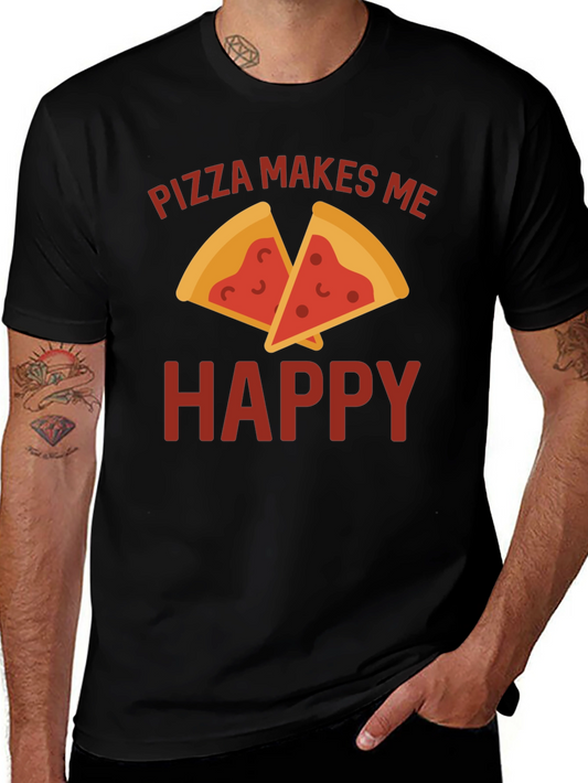 Pizza Makes Me Happy Graphic T-Shirt