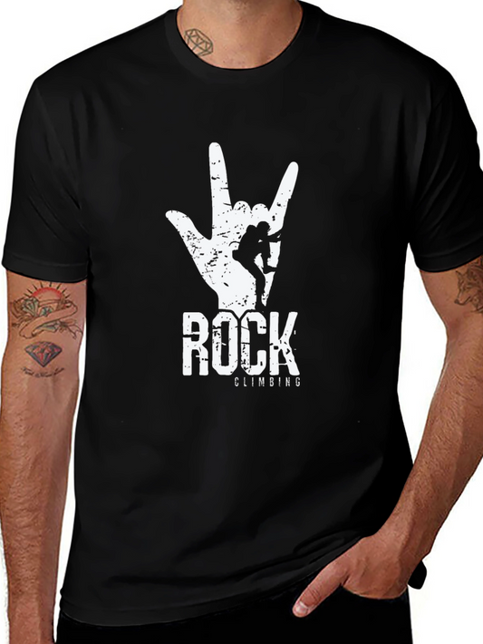Rock Climbing Hand Sign Black T-Shirt
