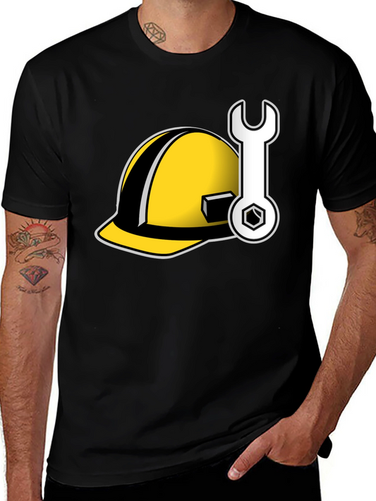 Construction Worker Tee: Hard Hat & Wrench Graphic