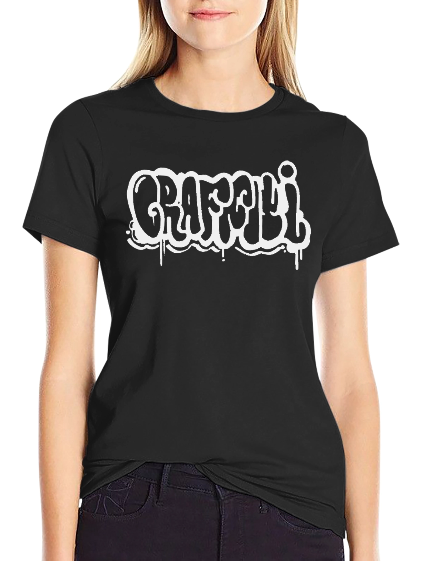 Graffiti Style Graphic Black T-Shirt