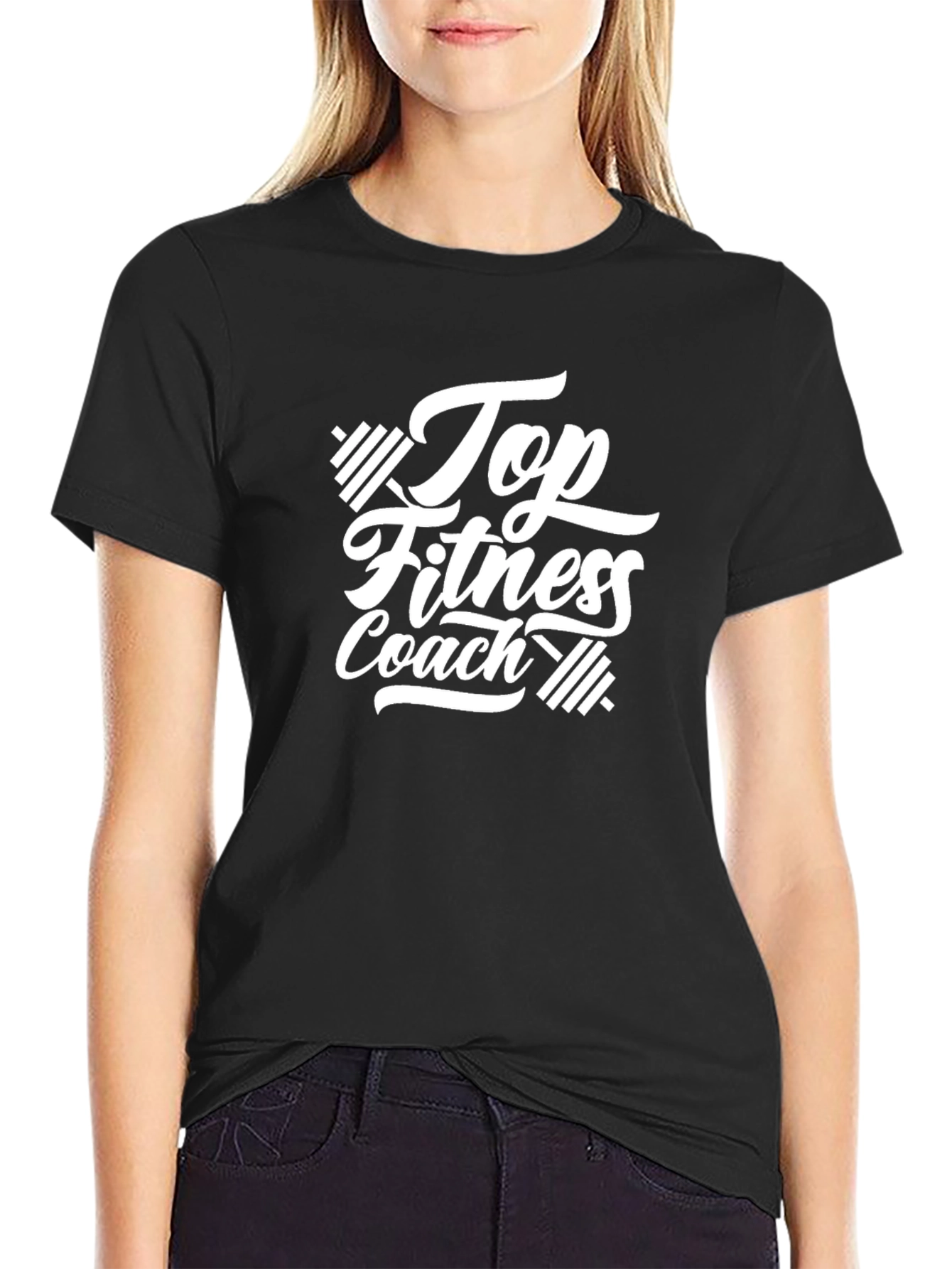 Top Fitness Coach Black Graphic T-Shirt