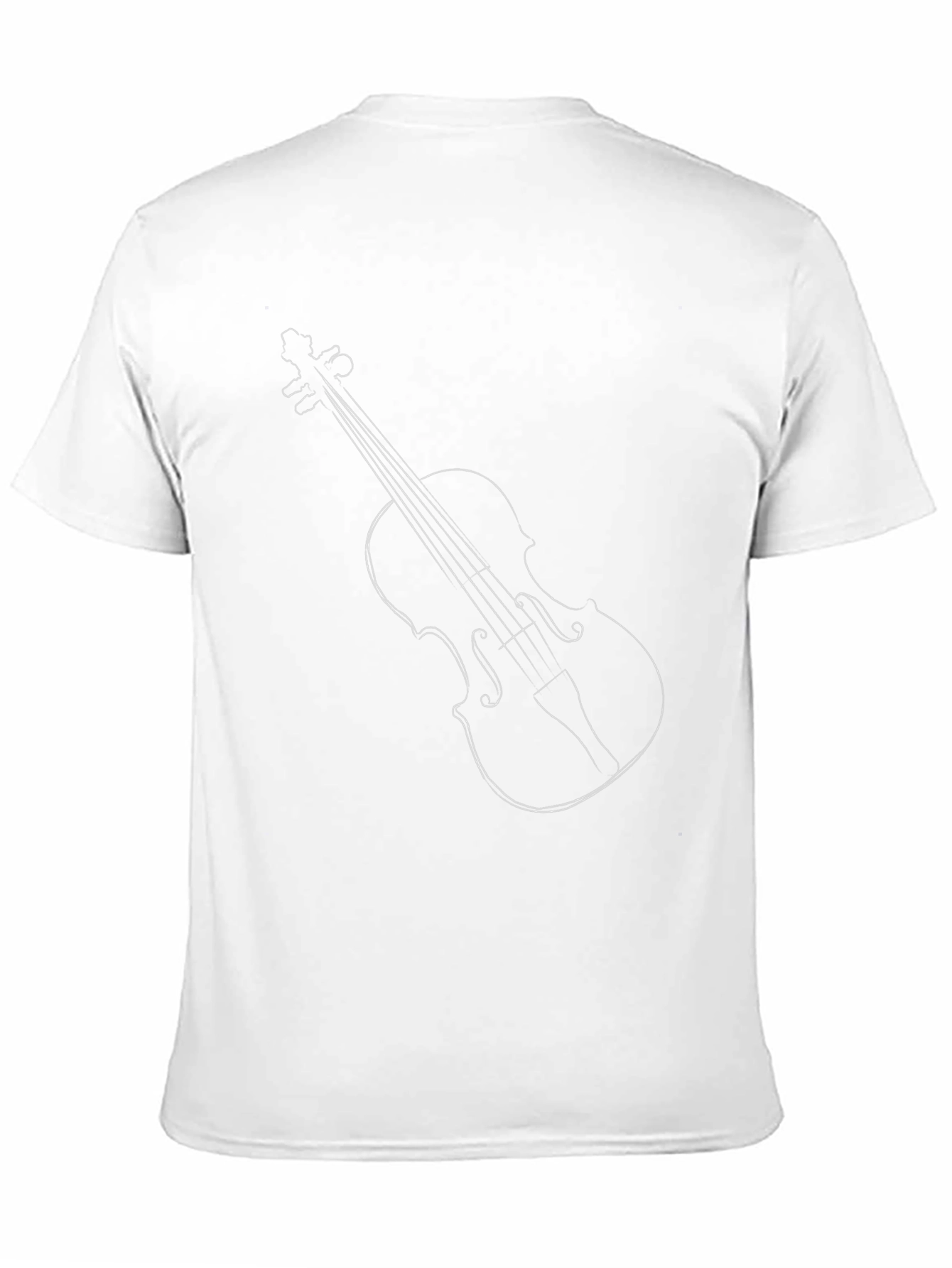 Violin Outline Graphic Tee - Black Crew Neck