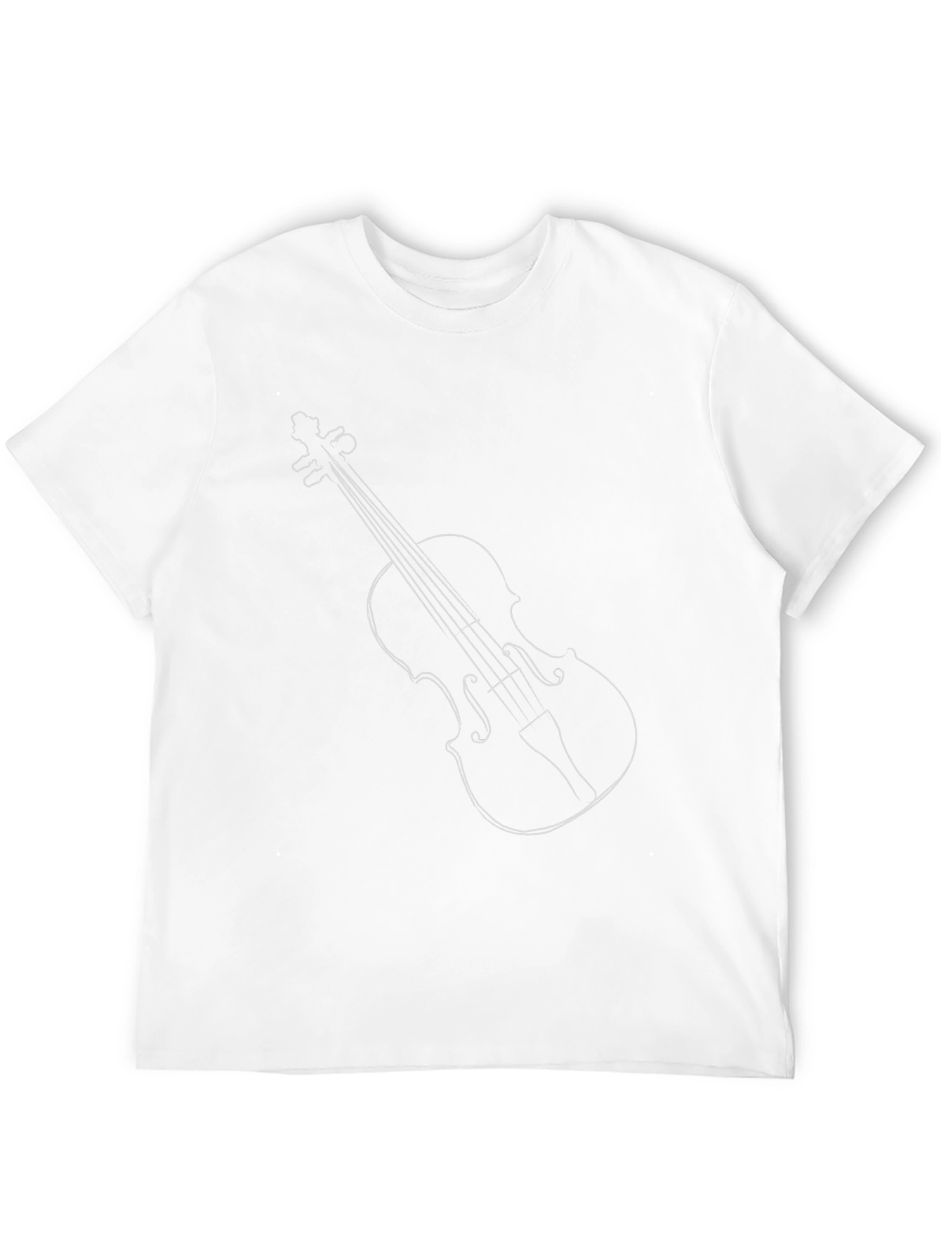 Violin Outline Graphic Tee - Black Crew Neck
