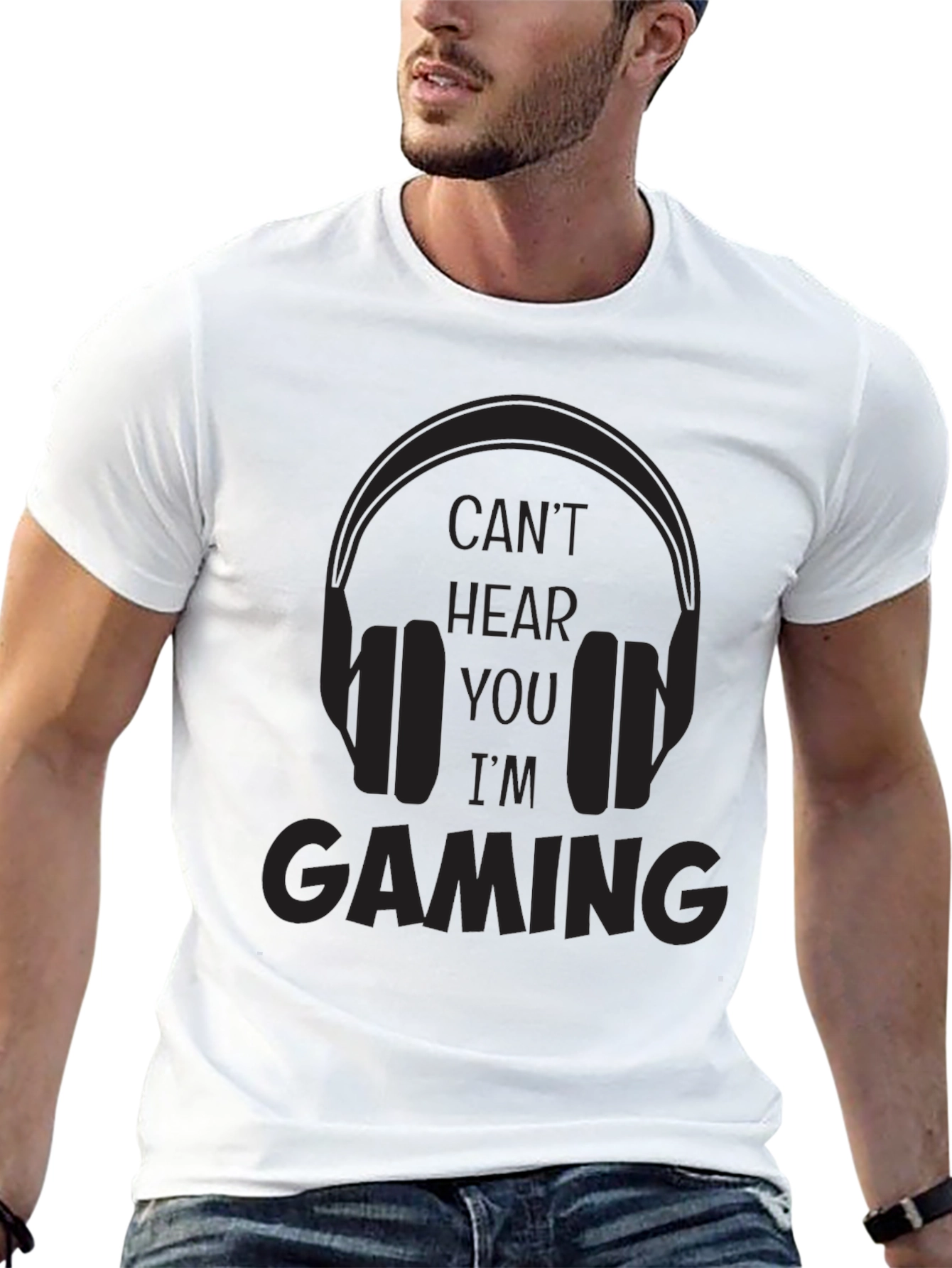 Cant Hear You Im Gaming Black T-Shirt