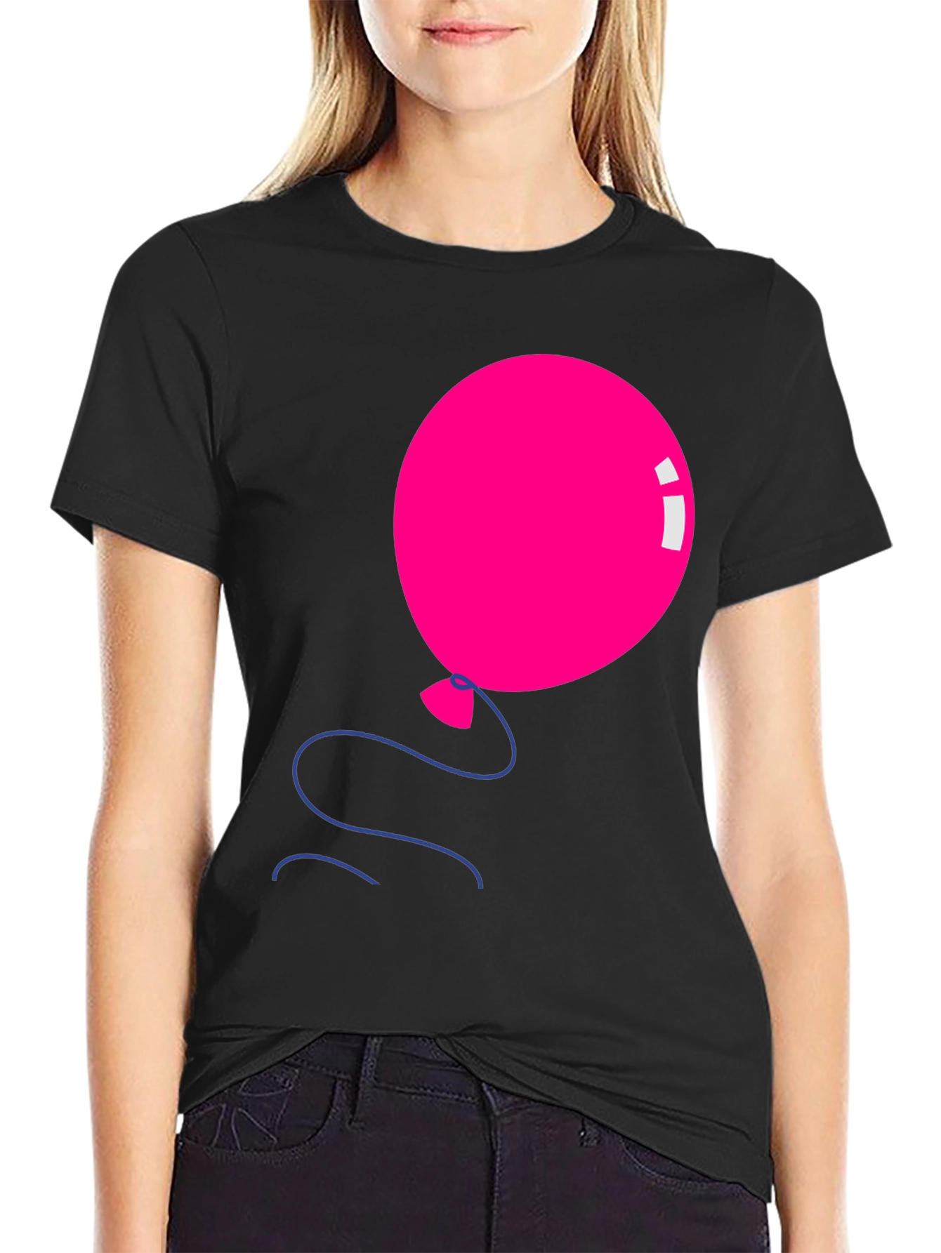 Pink Balloon Graphic Tee - Black Casual Shirt