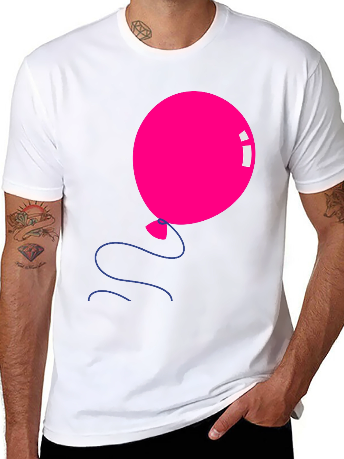 Pink Balloon Graphic Tee - Black Casual Shirt