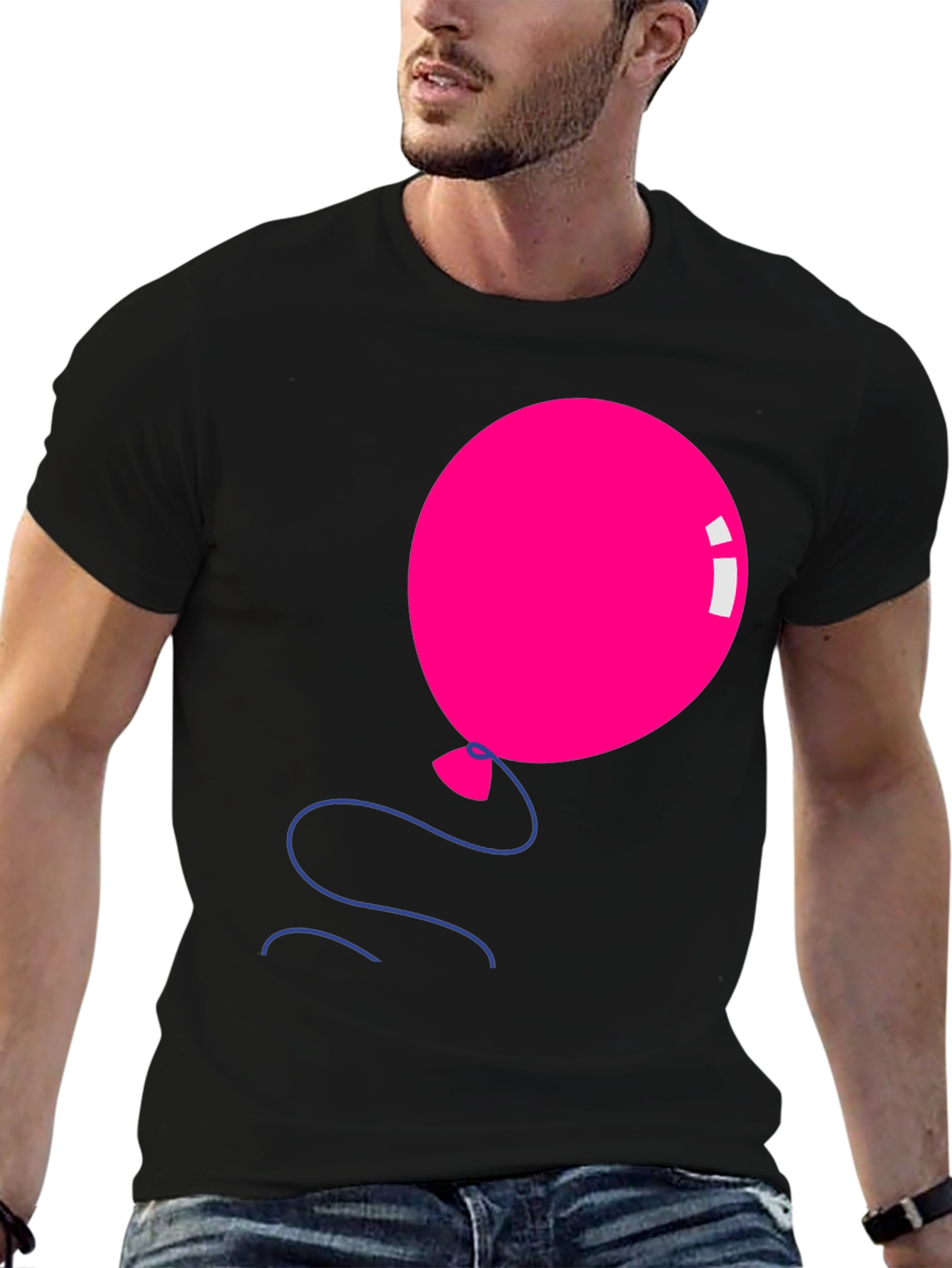 Pink Balloon Graphic Tee - Black Casual Shirt